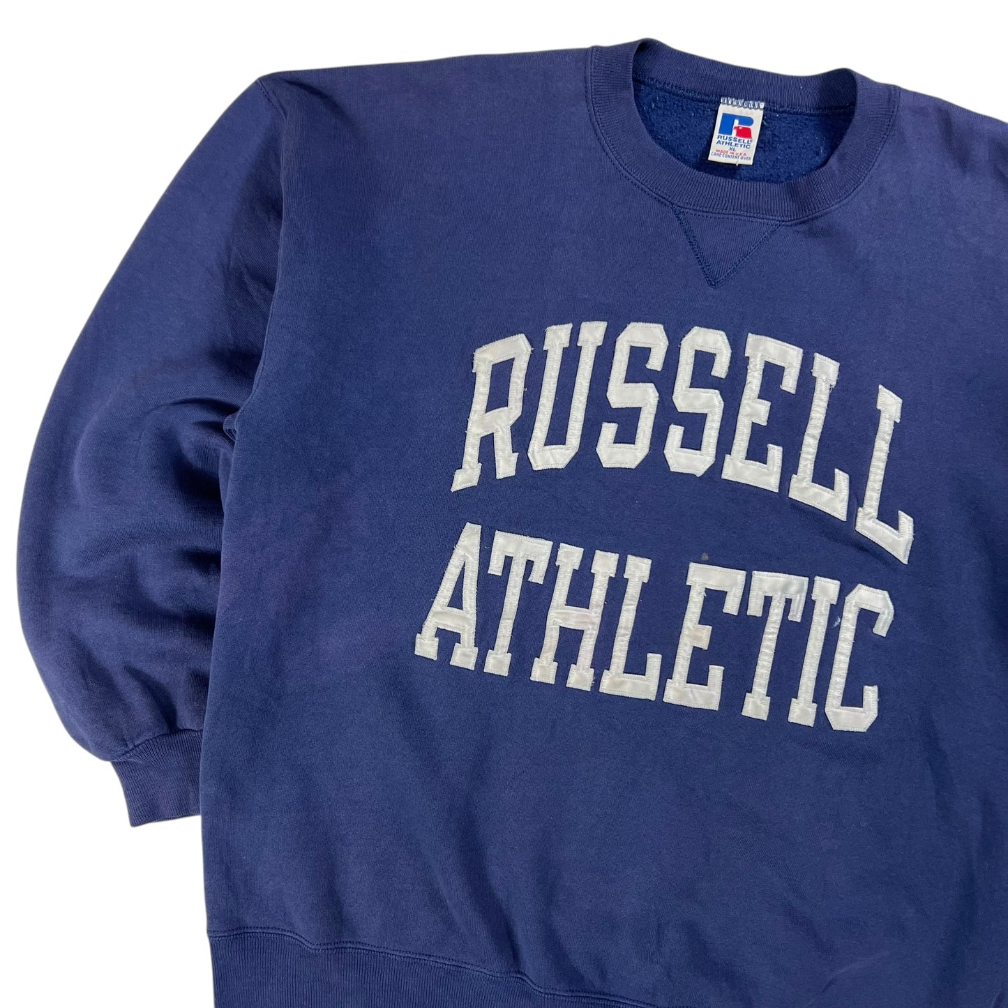 Vintage 90s Russell Athletic spellout faded crewneck (XL)