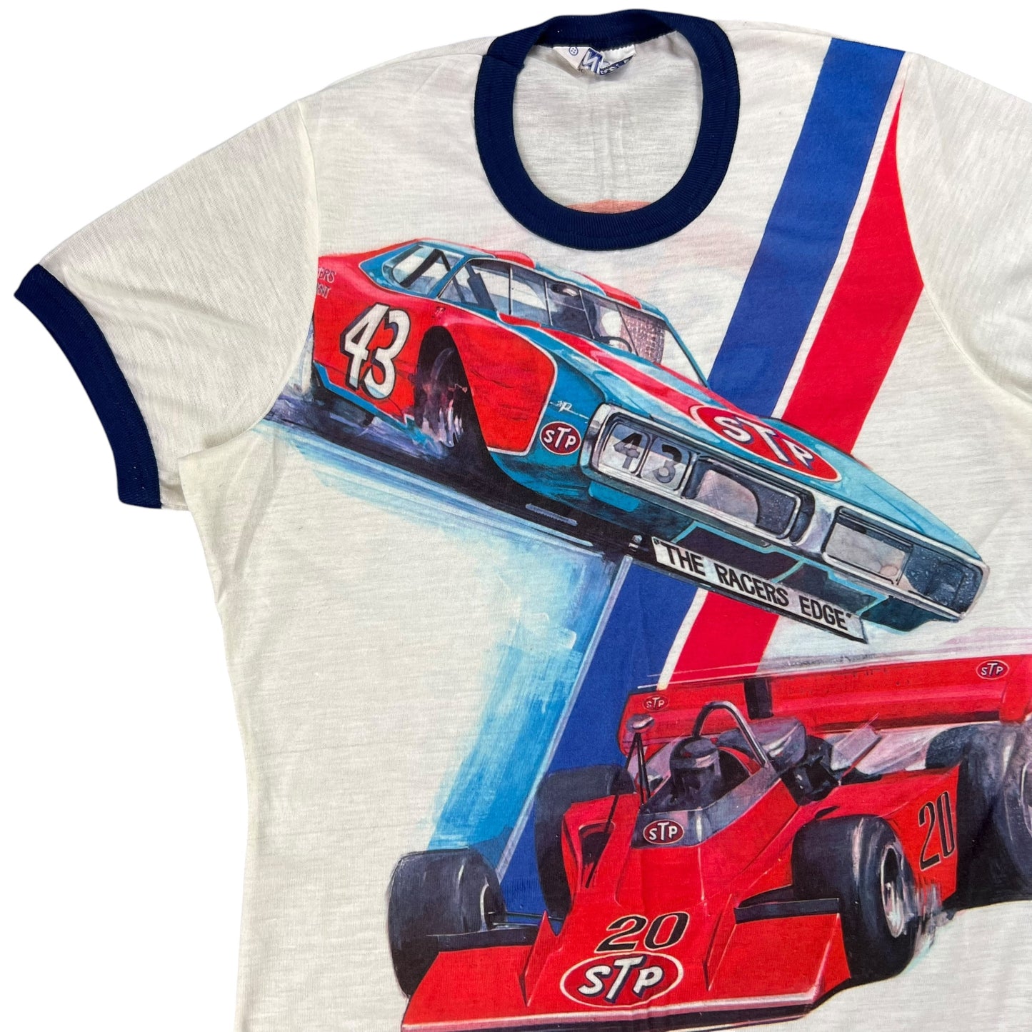 Vintage 1970s STP Racing Team all over print tee (M)