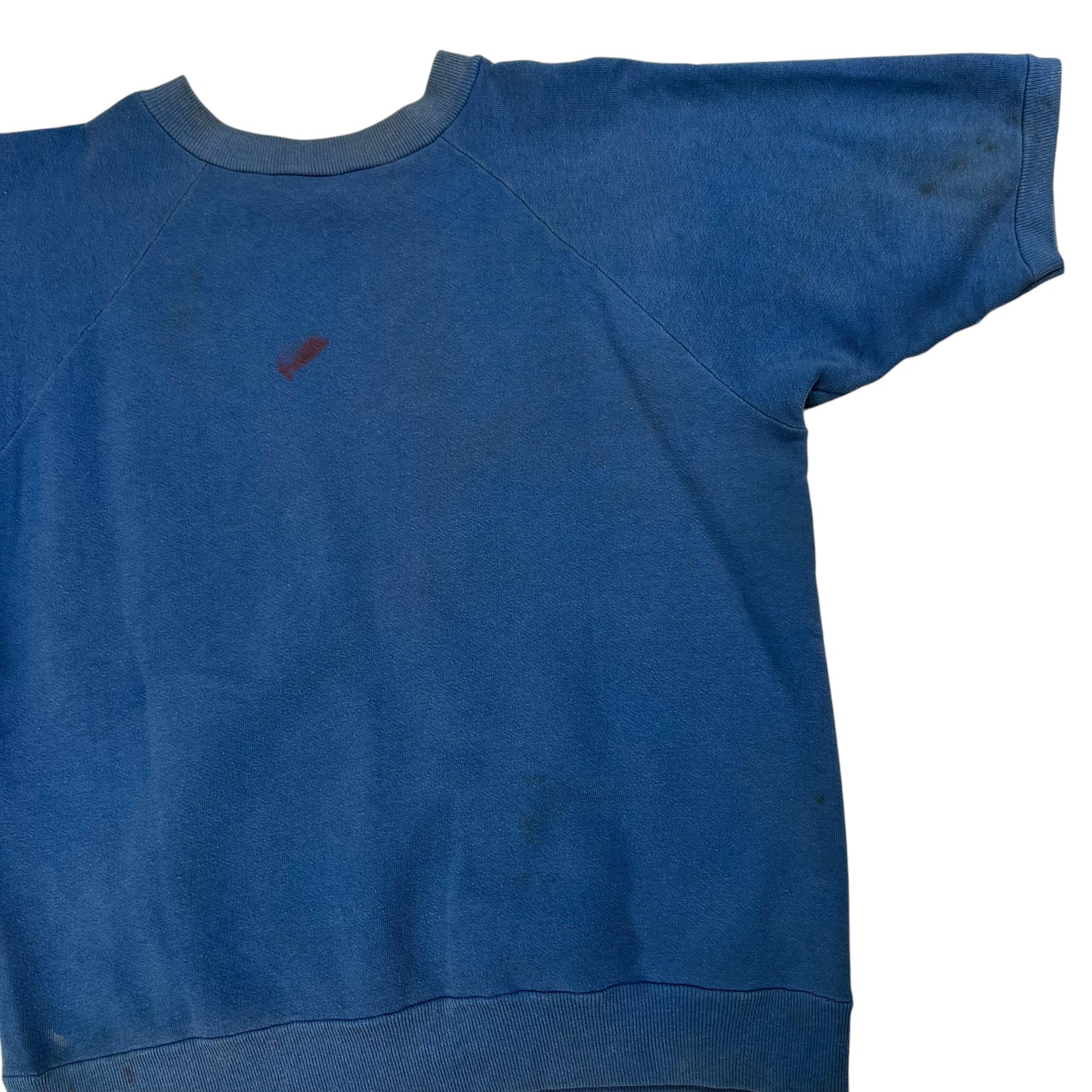 Vintage 1970s blue blank thrashed short sleeve crewneck (M)