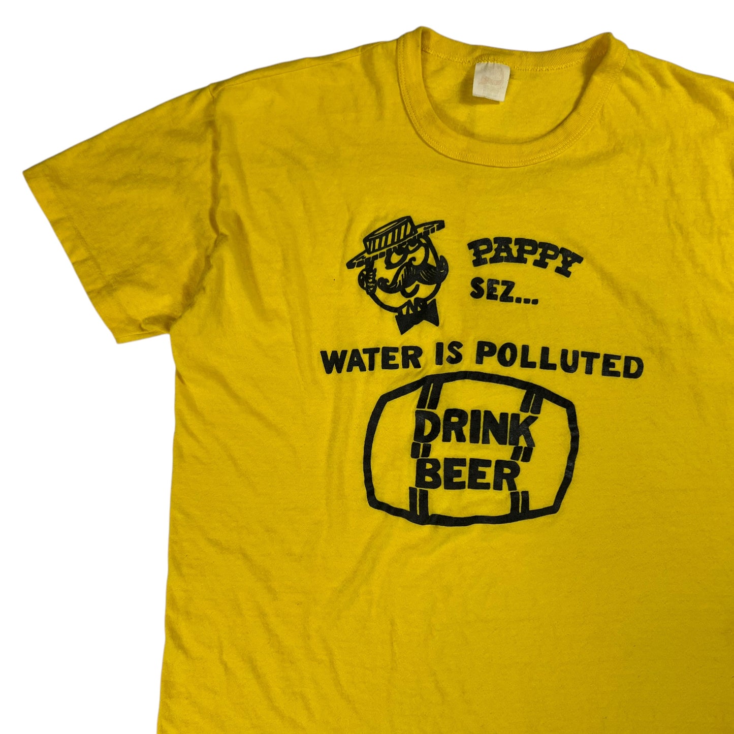 Vintage 1970s WATER IS POLLUTED DRINK BEER tee (L)