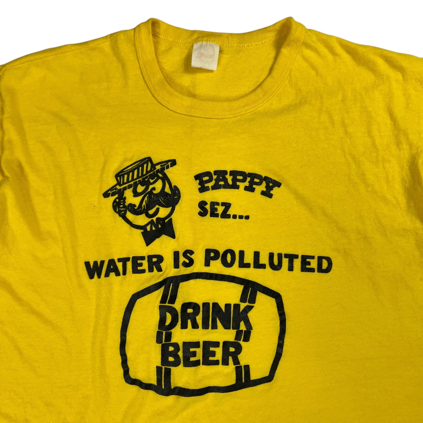 Vintage 1970s WATER IS POLLUTED DRINK BEER tee (L)