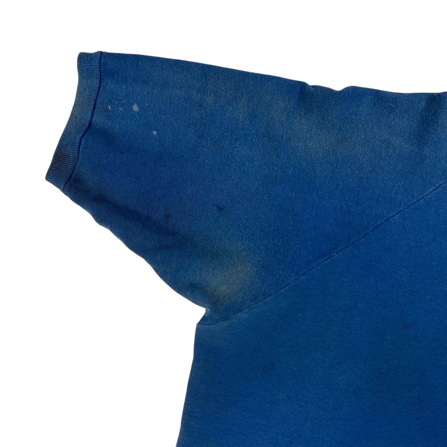 Vintage 1970s blue blank thrashed short sleeve crewneck (M)