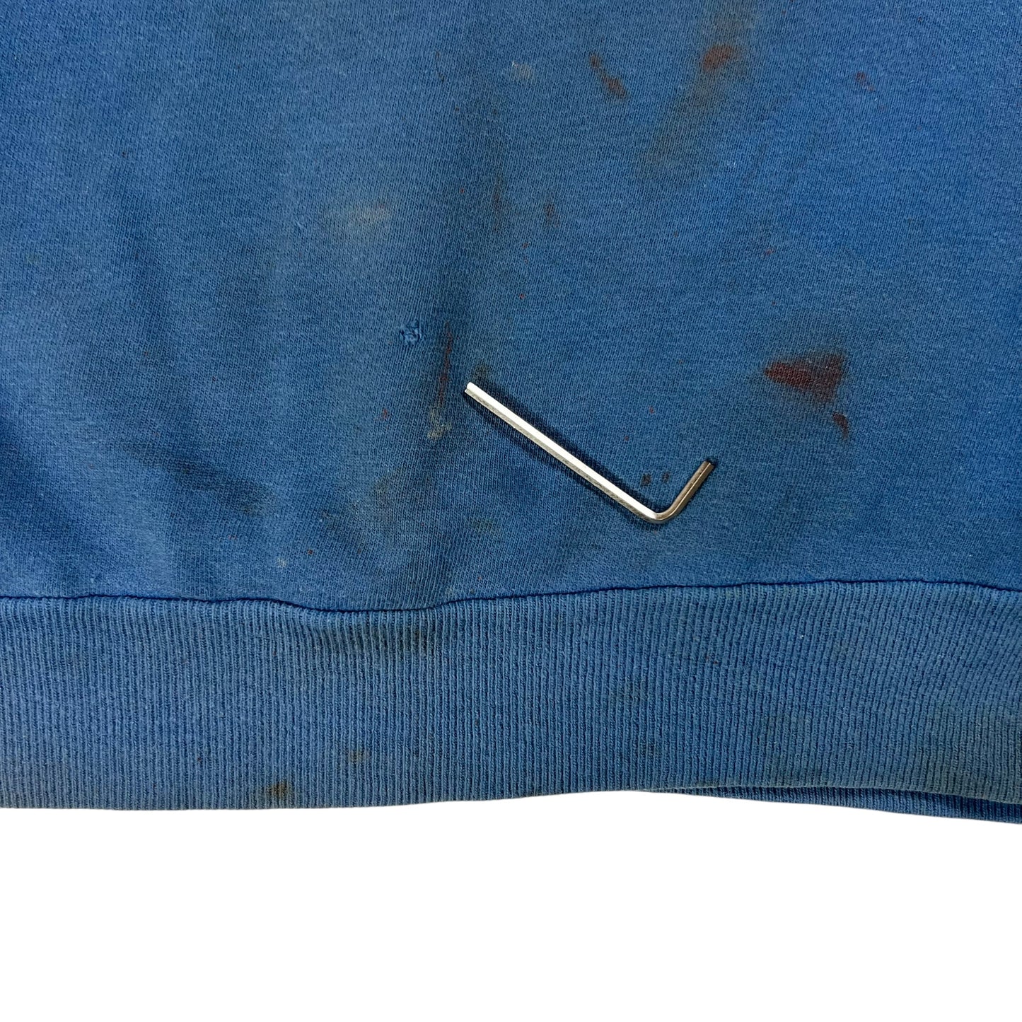 Vintage 1970s blue blank thrashed short sleeve crewneck (M)