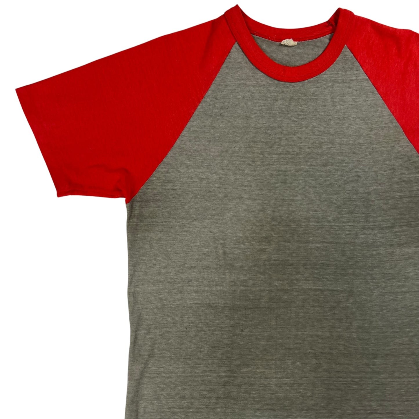Vintage 1970s two tone red grey blank faded tee (M)