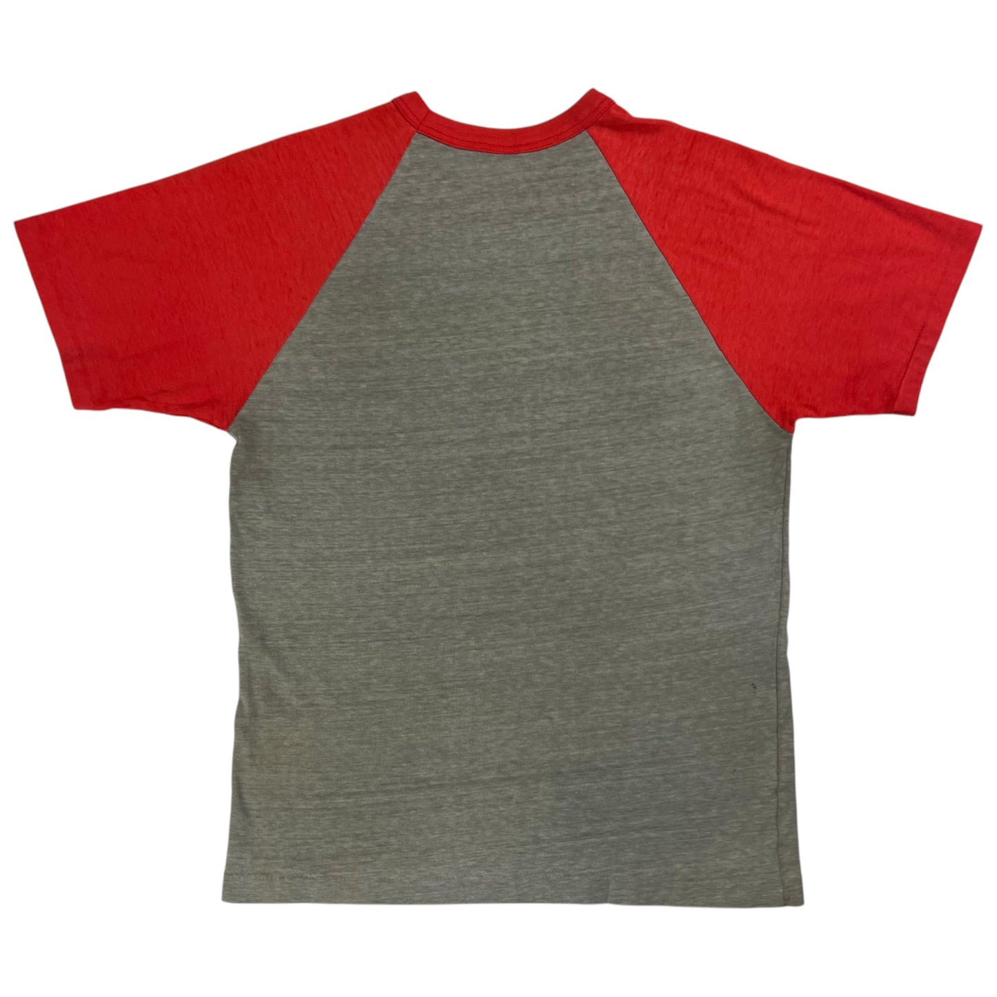Vintage 1970s two tone red grey blank faded tee (M)