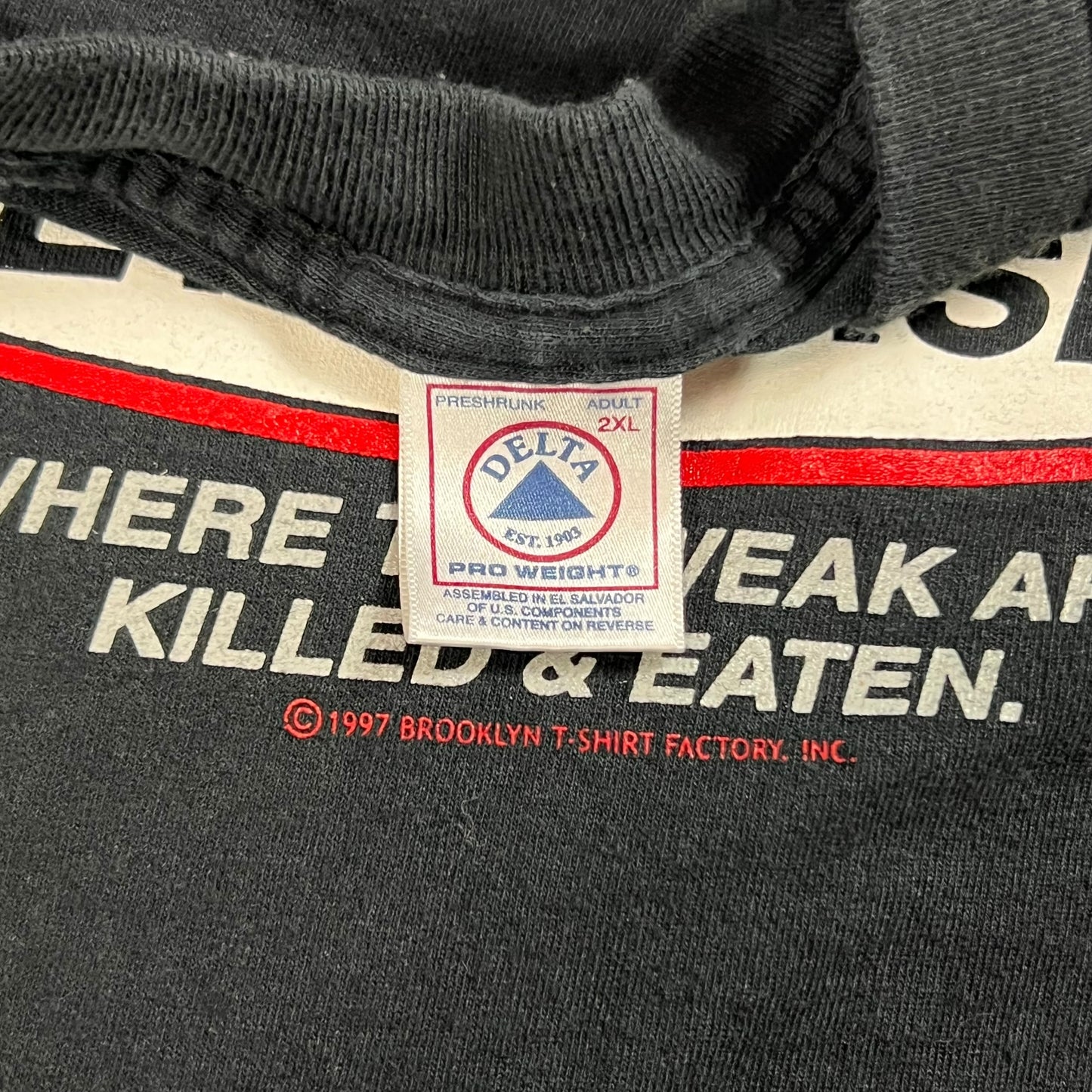 Vintage 1997 New Jersey “WHERE THE WEAK ARE KILLED & EATEN.” tee (XL)