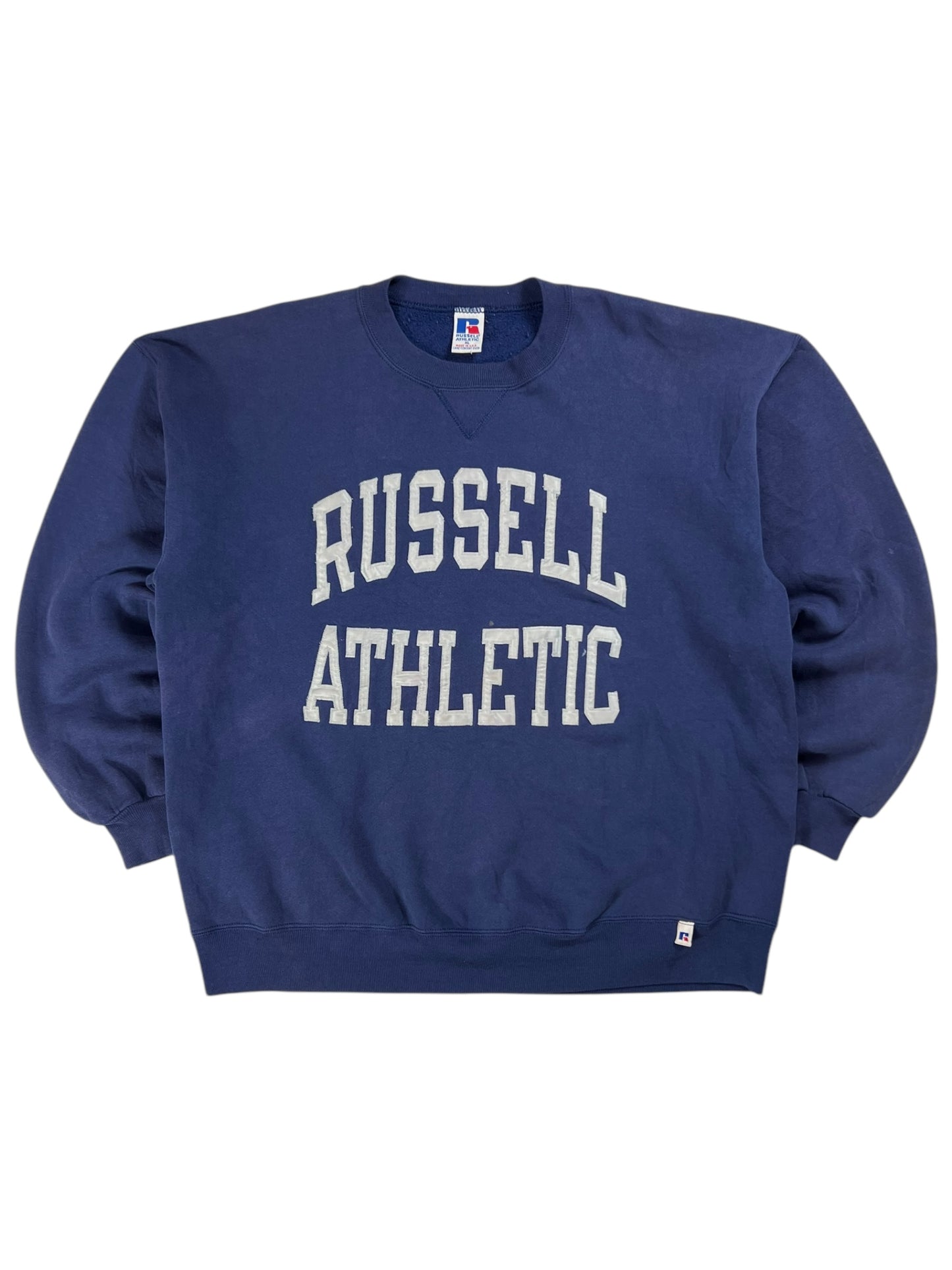 Vintage 90s Russell Athletic spellout faded crewneck (XL)