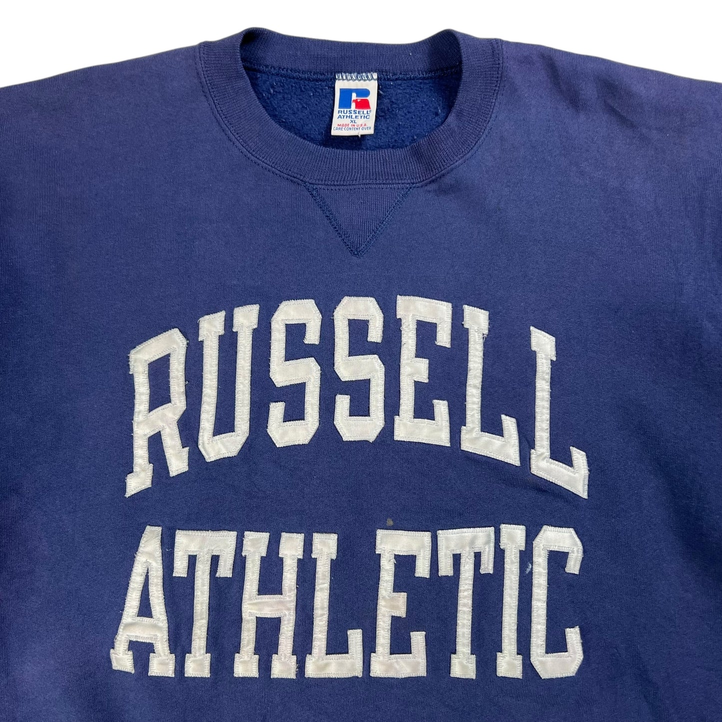 Vintage 90s Russell Athletic spellout faded crewneck (XL)