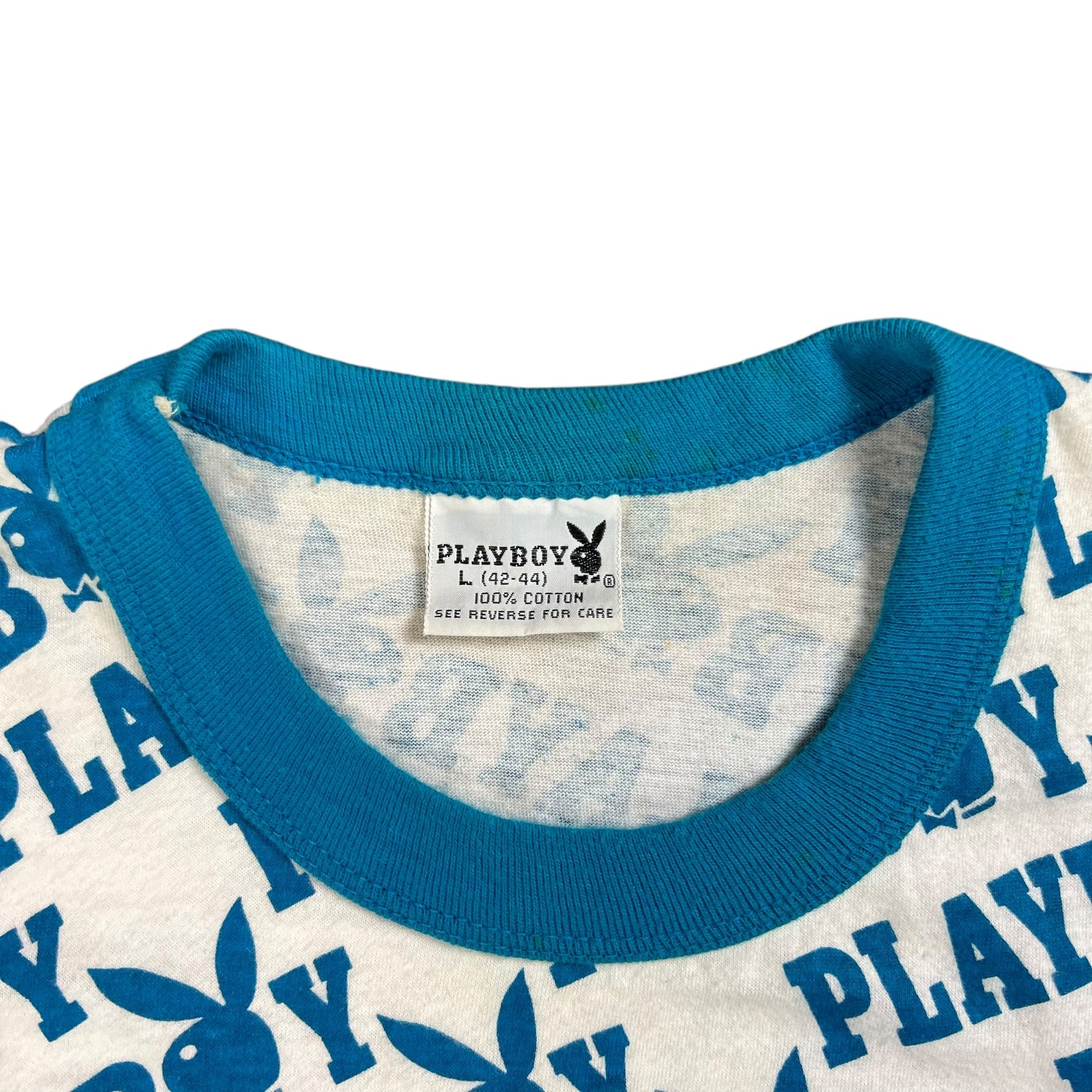 Vintage 1970s Playboy bunny all over print ringer tee (M)