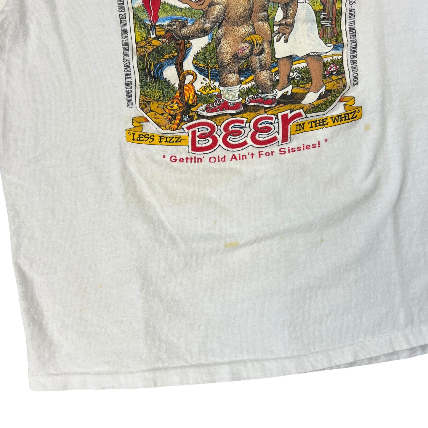 Vintage 90s Bear Whiz Aged Beer Bear Tee (L)