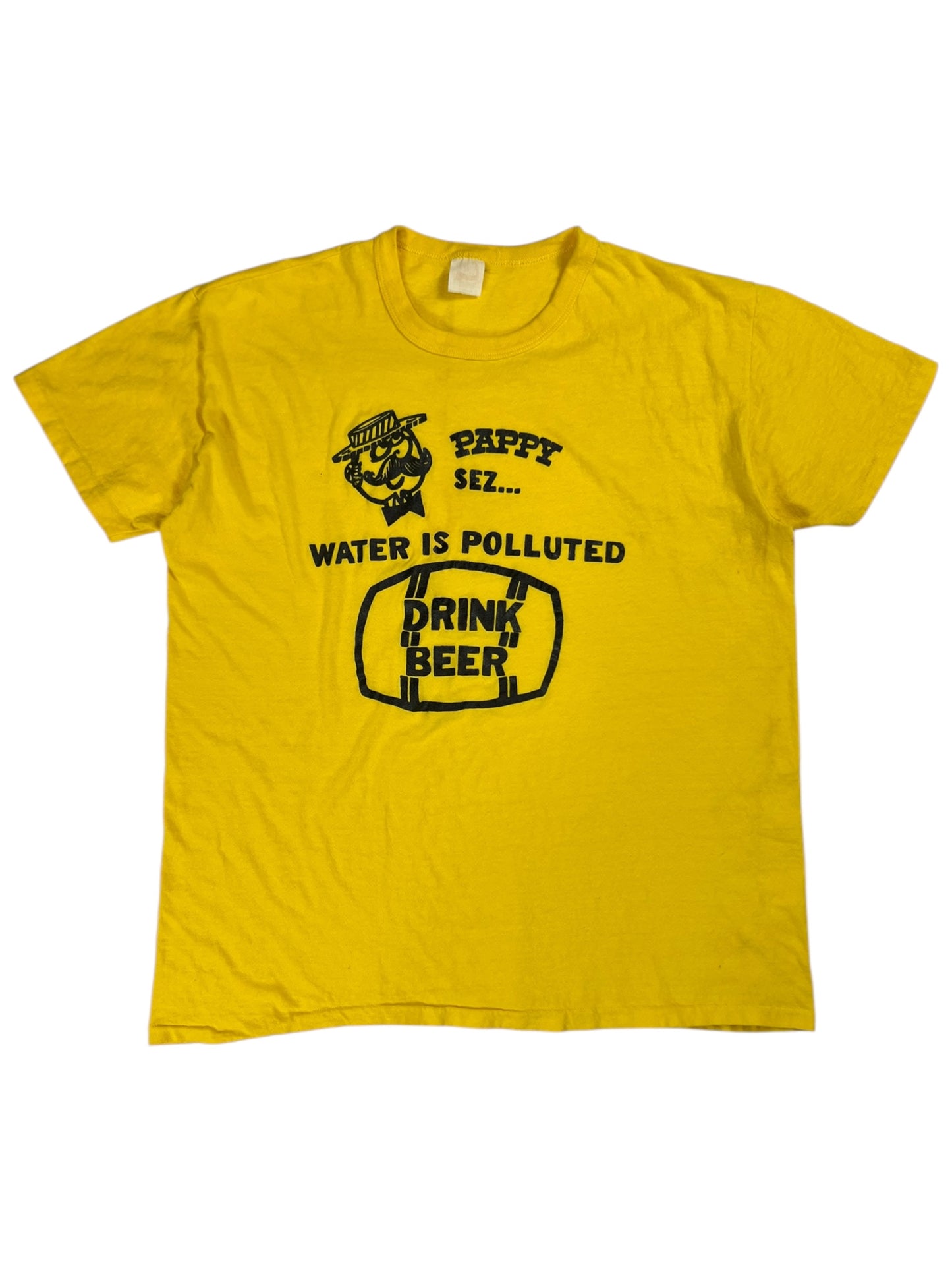 Vintage 1970s WATER IS POLLUTED DRINK BEER tee (L)