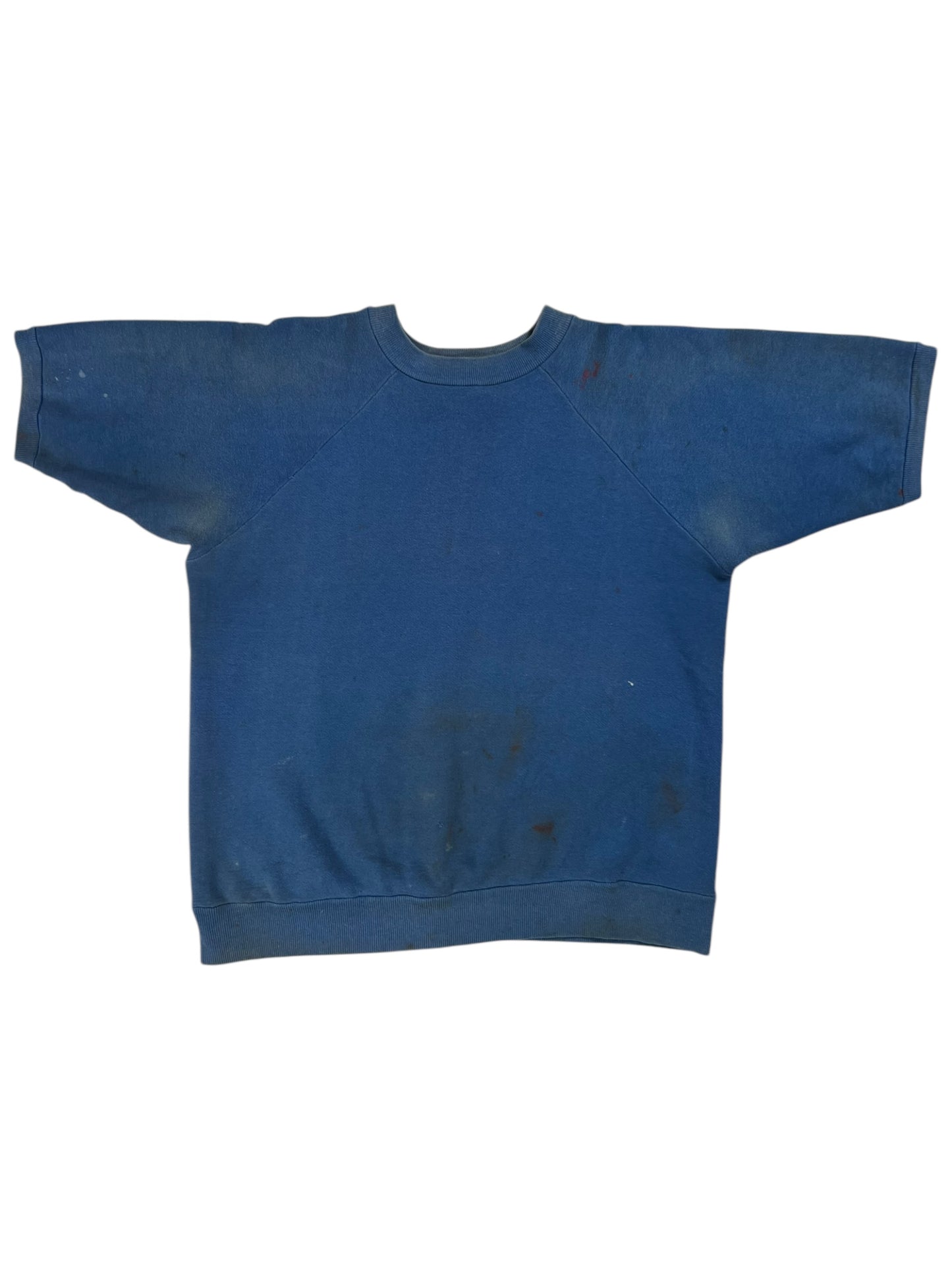 Vintage 1970s blue blank thrashed short sleeve crewneck (M)