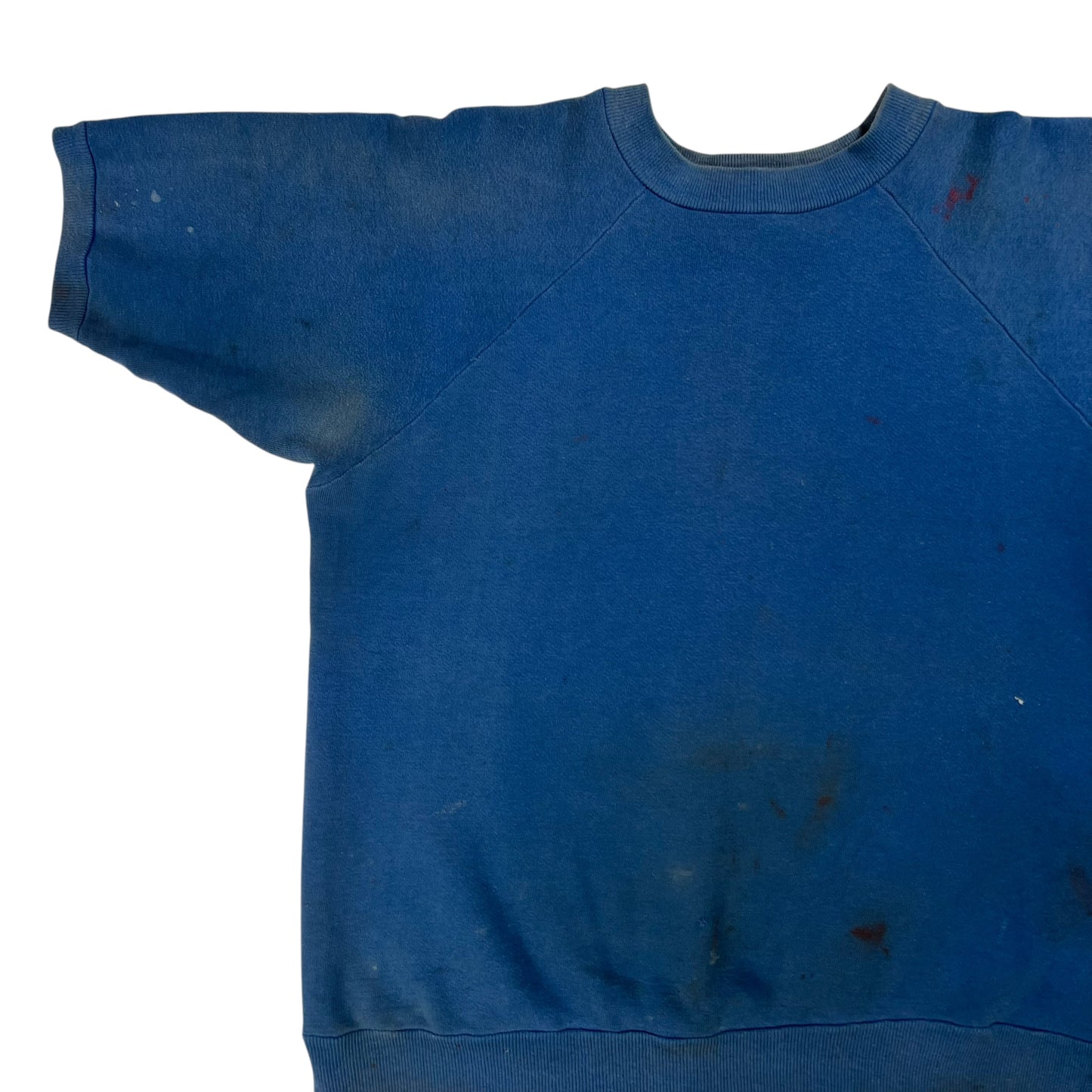 Vintage 1970s blue blank thrashed short sleeve crewneck (M)