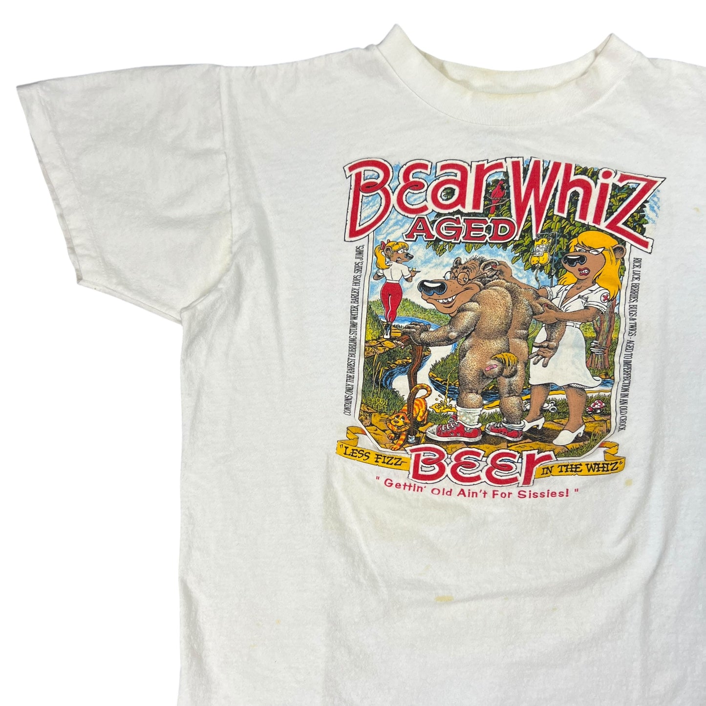Vintage 90s Bear Whiz Aged Beer Bear Tee (L)