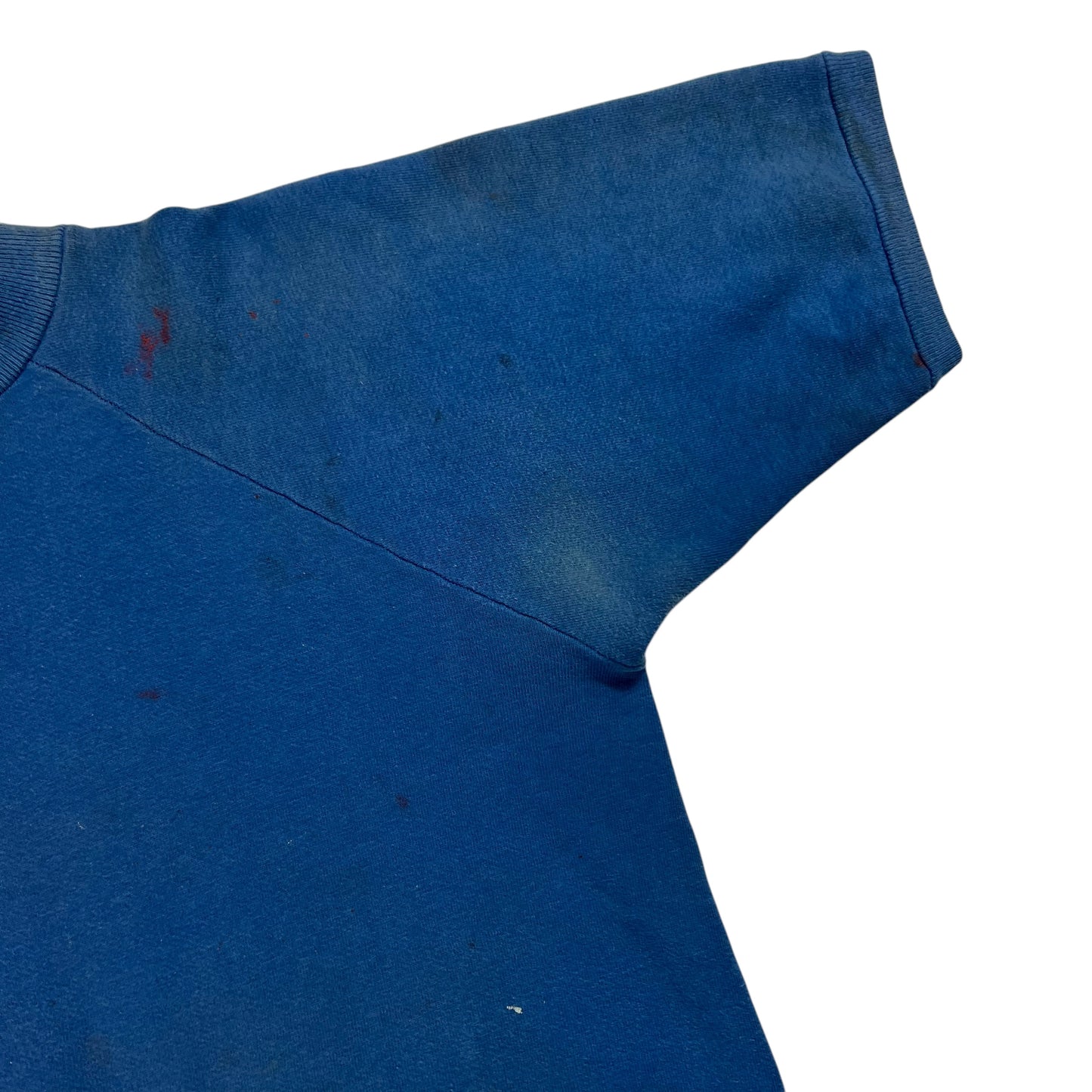 Vintage 1970s blue blank thrashed short sleeve crewneck (M)