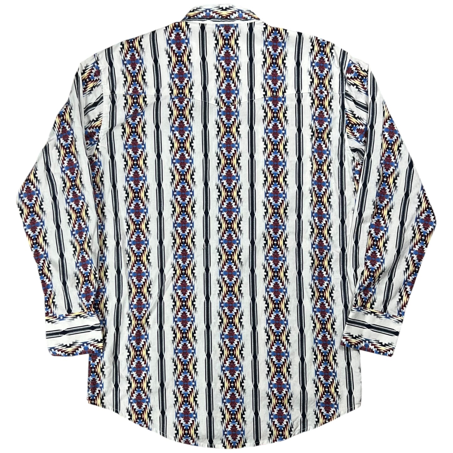 Vintage 90s Wrangler western wear abstract cowboy pearl snap button up shirt (L)