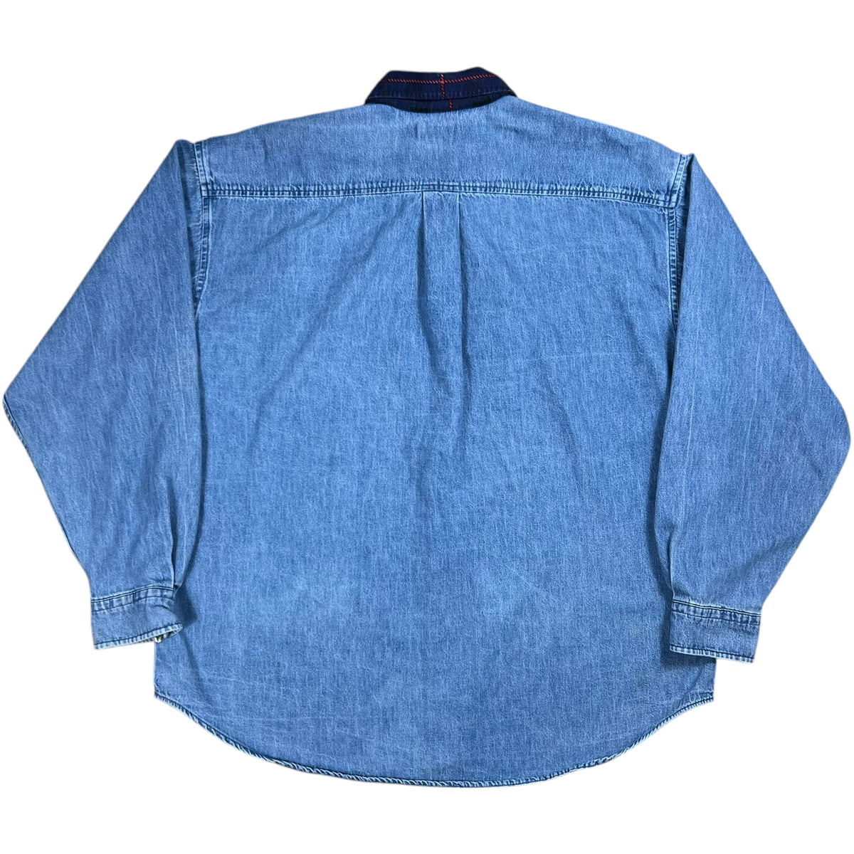 Vintage 90s J. Crew faded USA made denim button down shirt (XXL)