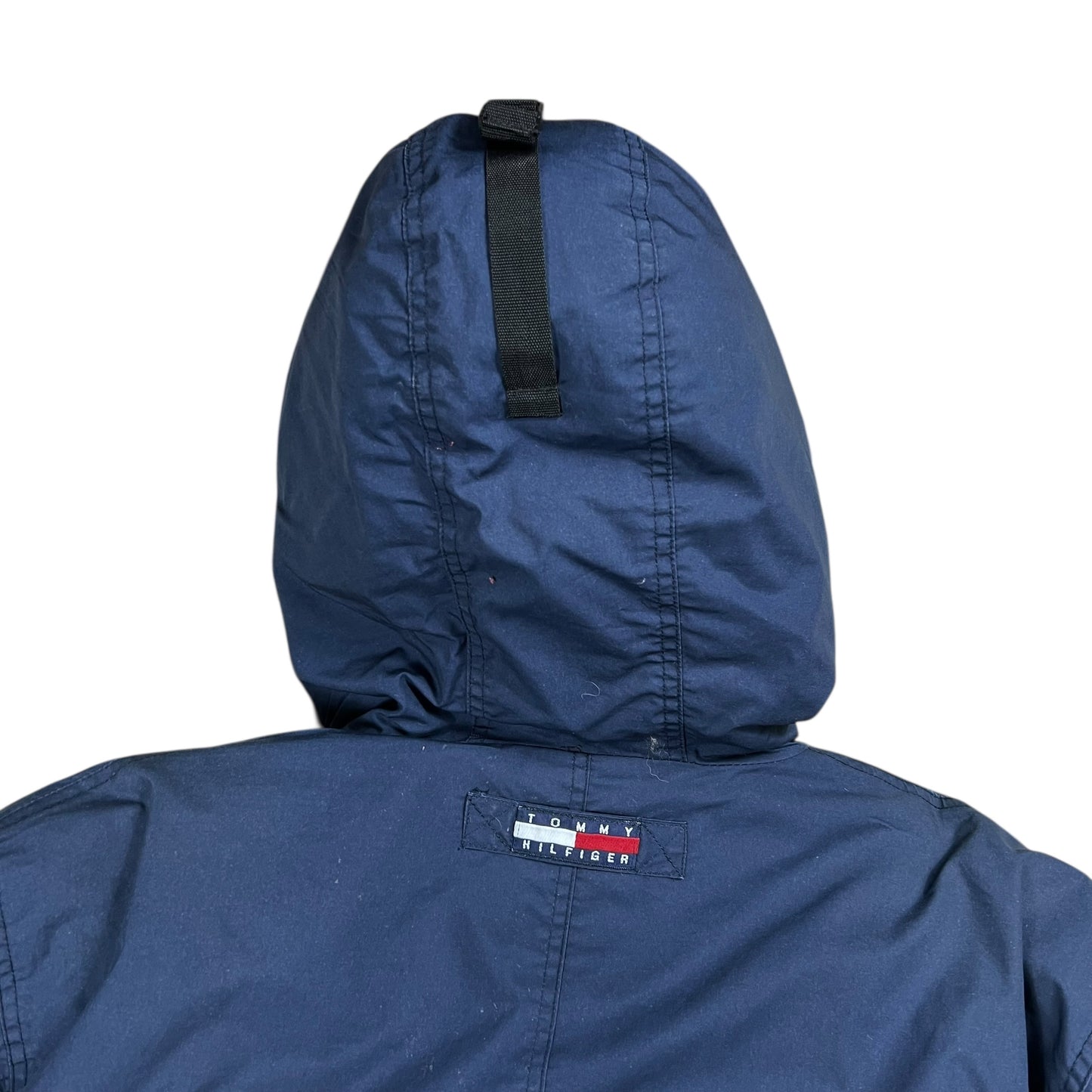 Vintage 90s Tommy Hilfiger fur hood mini patch jacket (M)
