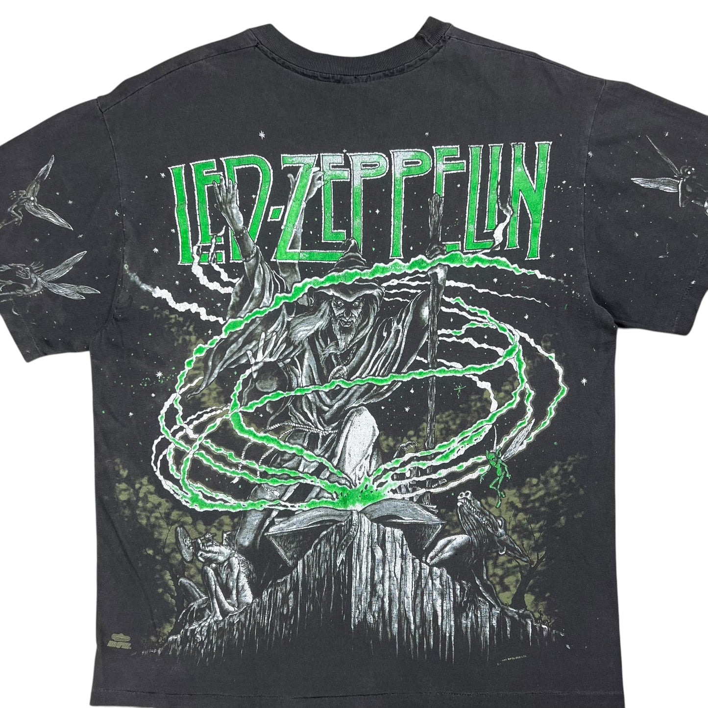 Vintage 1991 Winterland Led Zeppelin Wizard all over print band tee (L)