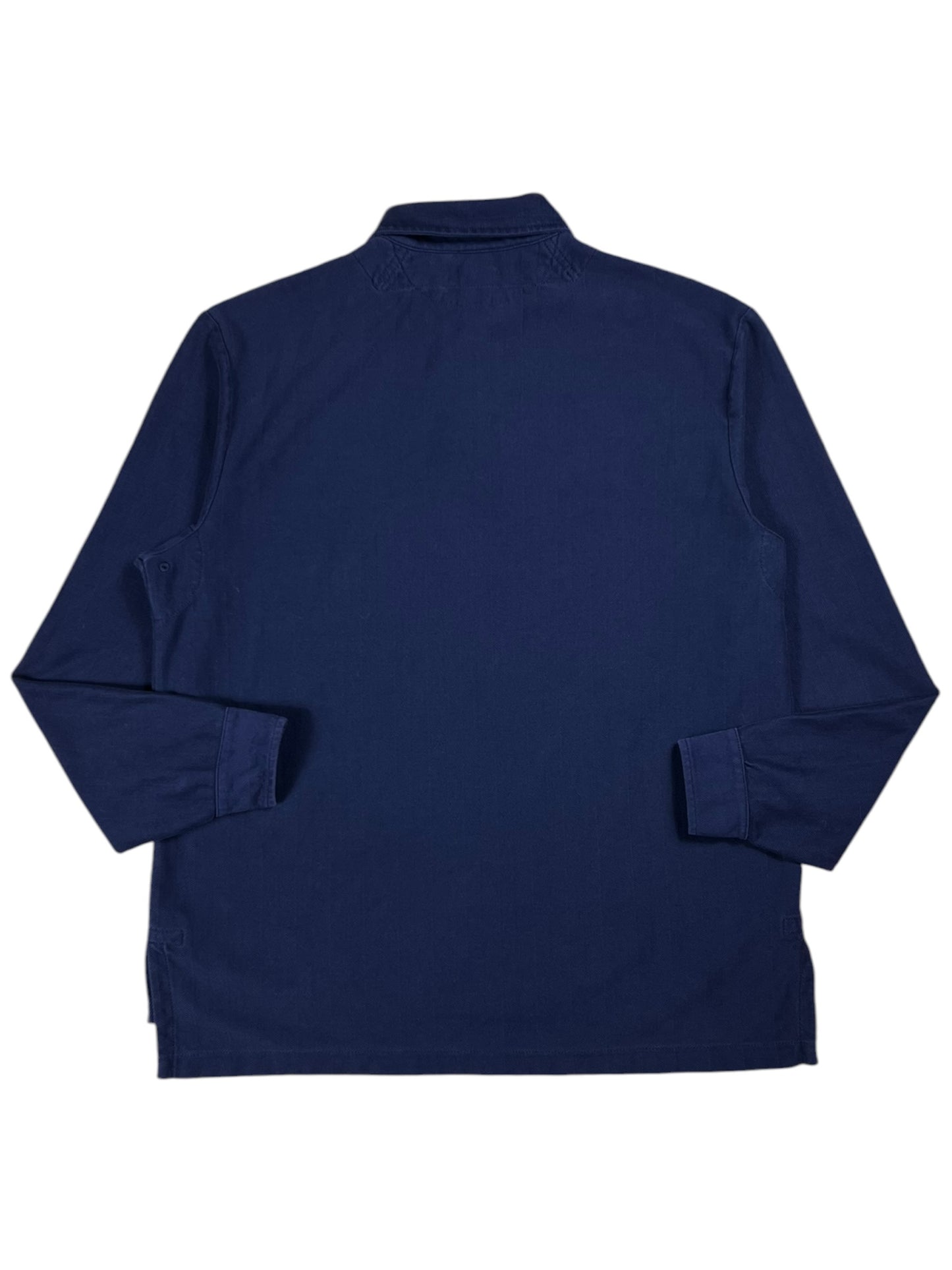 Vintage Y2K Polo Ralph Lauren P Wing Los Angeles 1932 appliqué cotton herringbone long sleeve rugby shirt (L)