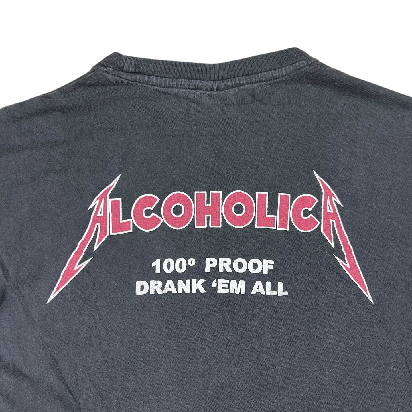 Vintage 90s Alcoholica Drank ‘Em All Metallica parody faded tee (L)