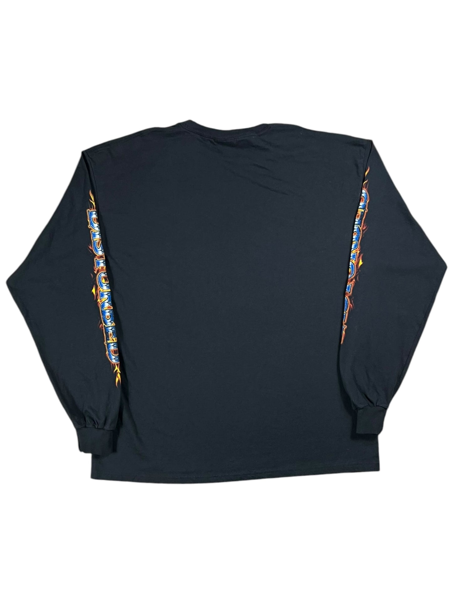 Vintage Y2K Disturbed long sleeve print flames band shirt (XL)