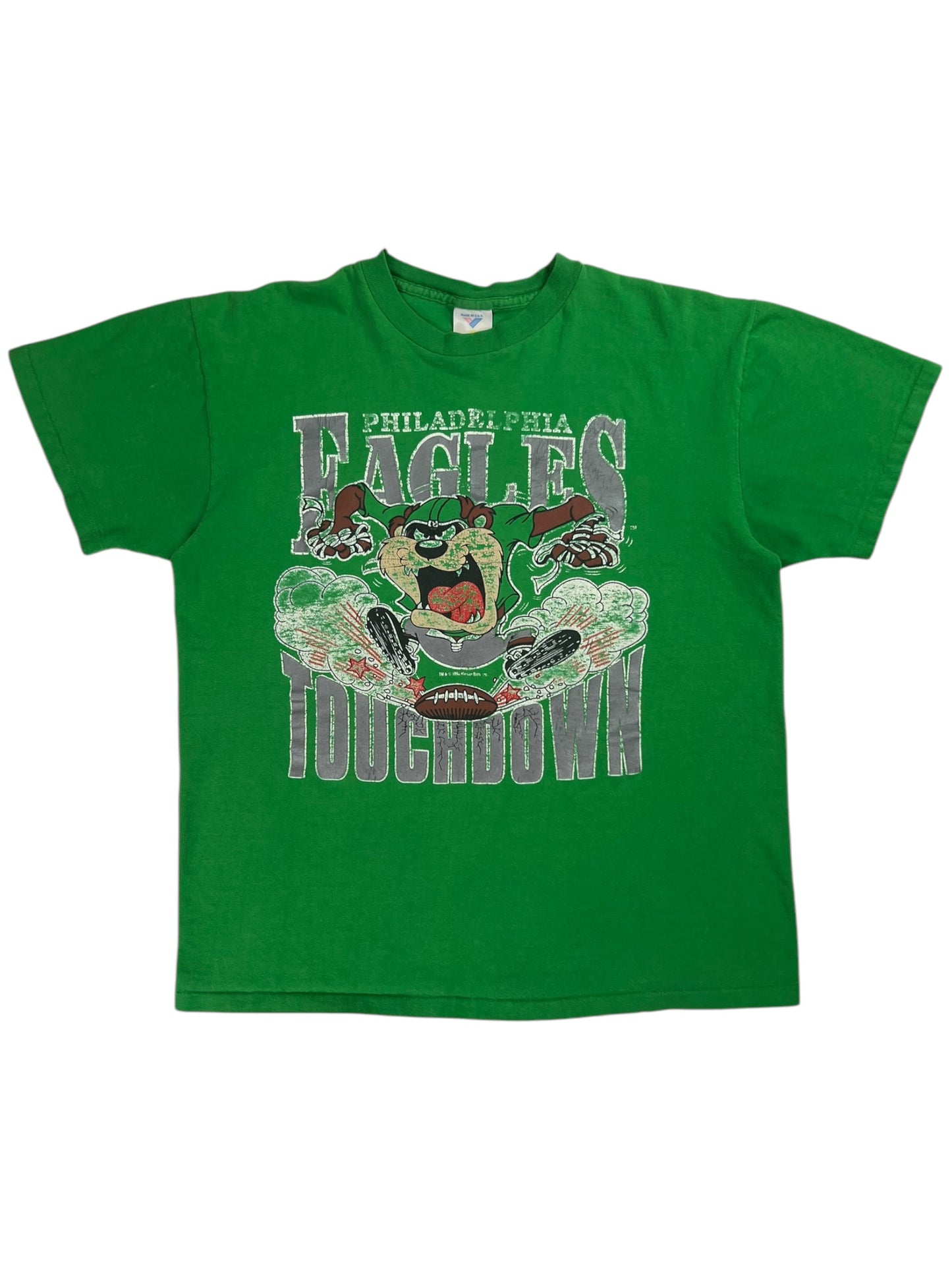 Vintage 90s Philadelphia Eagles Taz Looney Tunes Kelly Green tee (L)