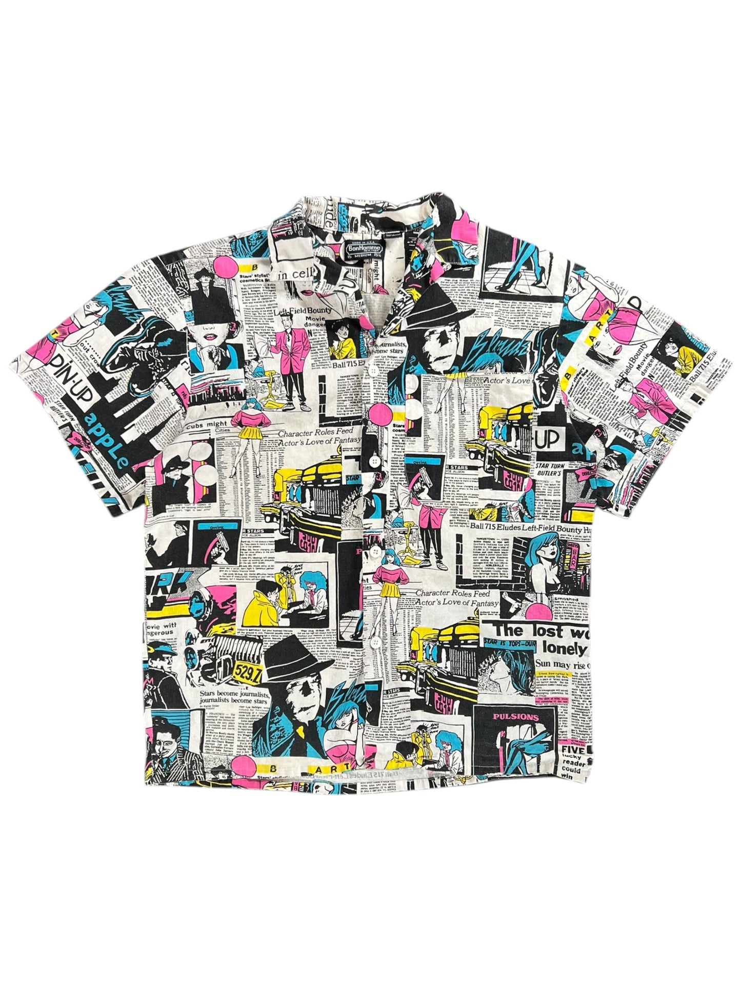 Vintage 80s BonHomme Pop Art loop bar button up shirt (M/L)