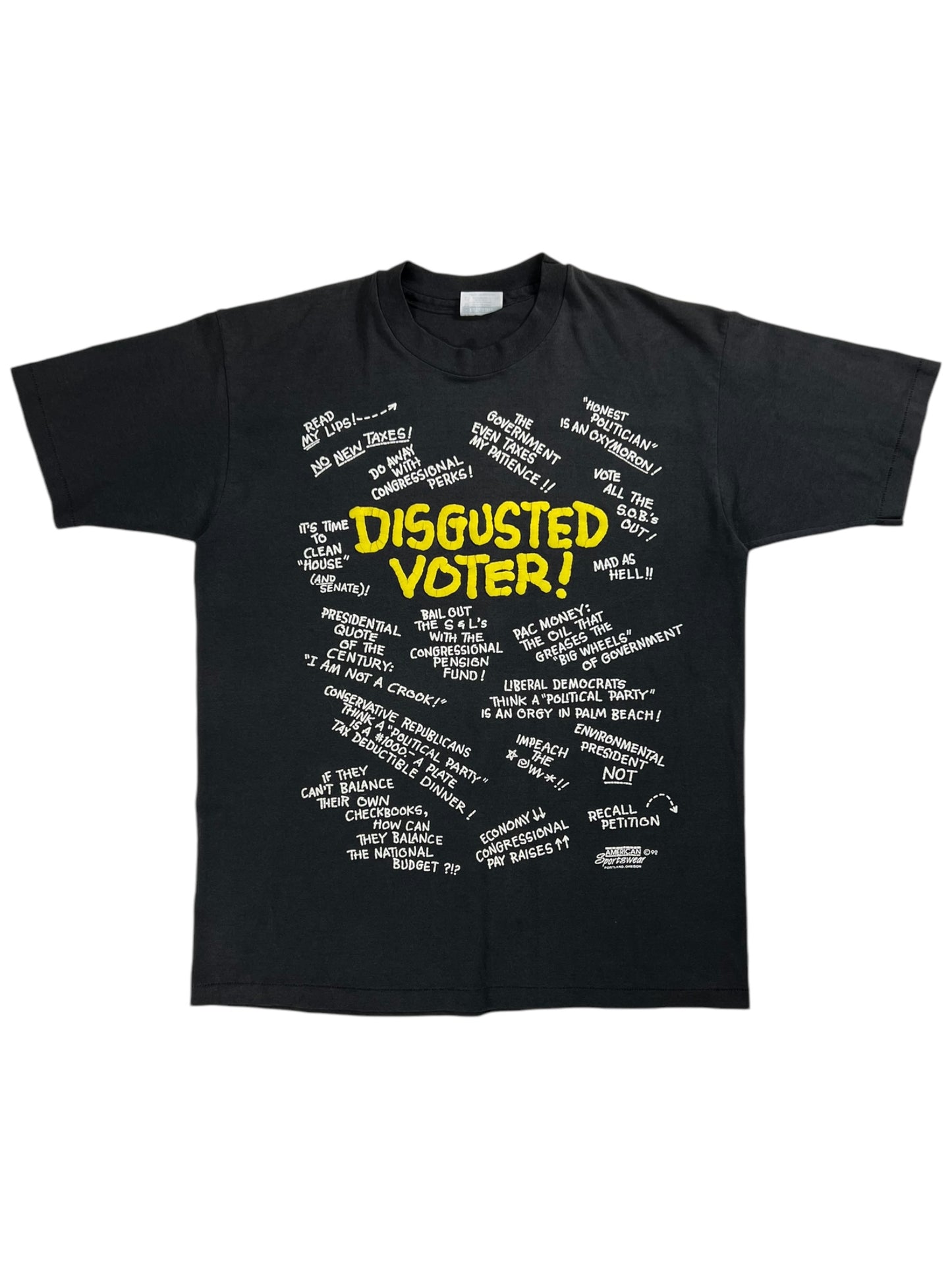 Vintage 1992 Disgusted Voter! Political Protest tee (L)