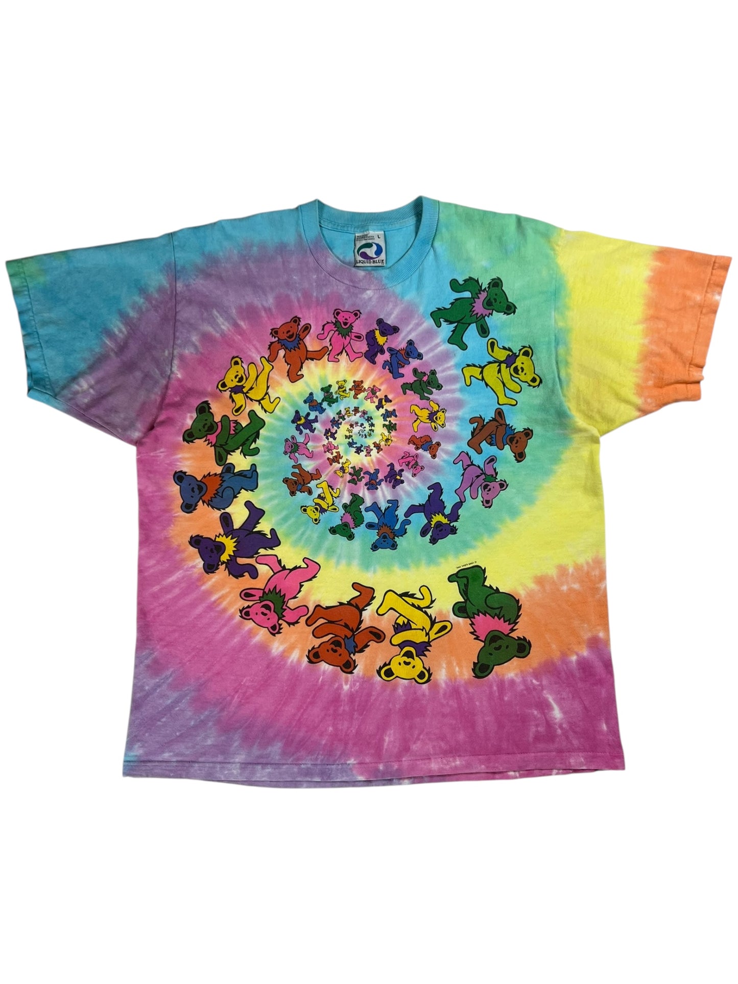 Vintage 1995 Liquid Blue Grateful Dead spiral bears tie dye band tee (L)