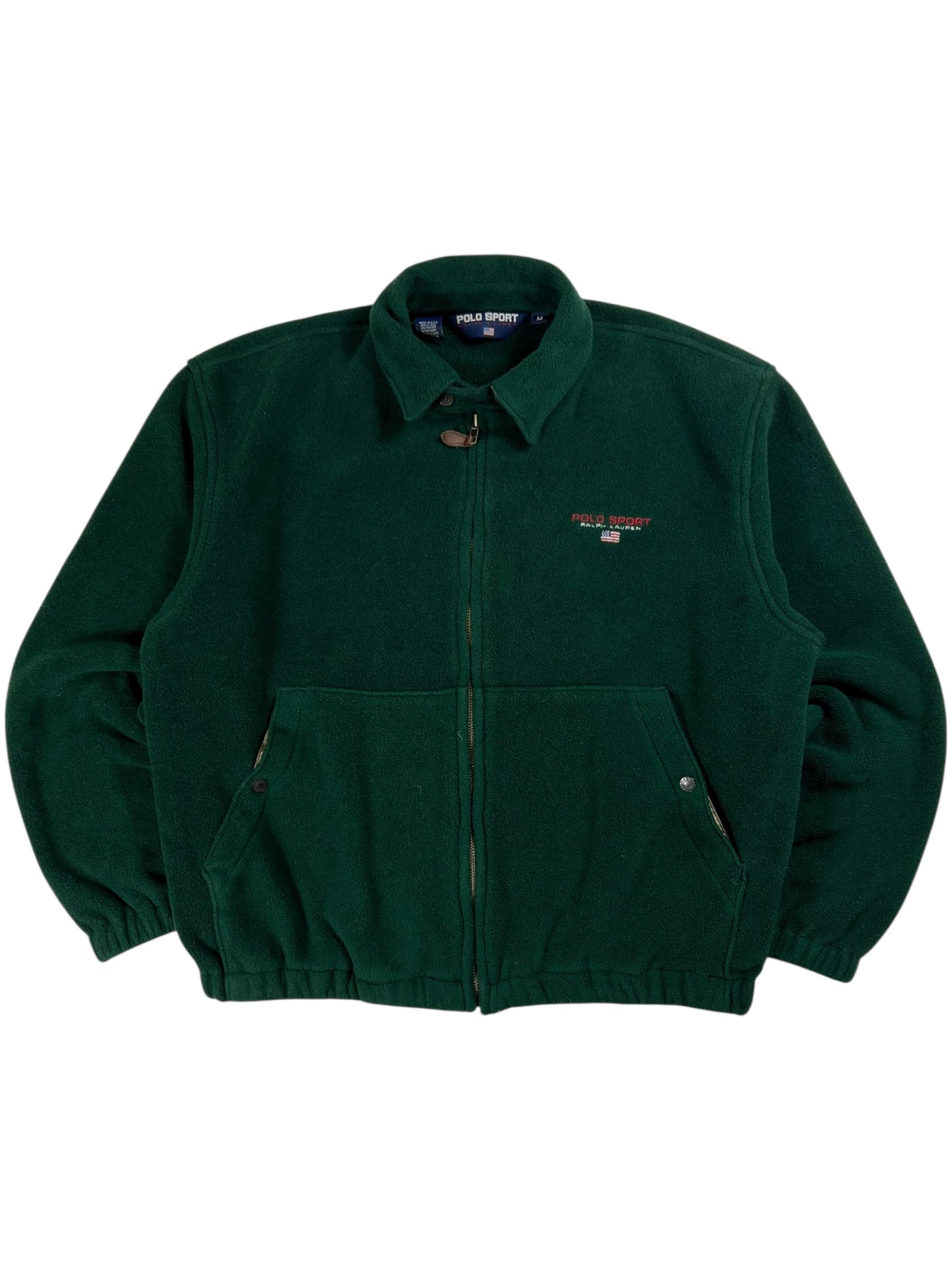 Vintage 90s Polo Sport Ralph Lauren USA green full zip fleece (L)