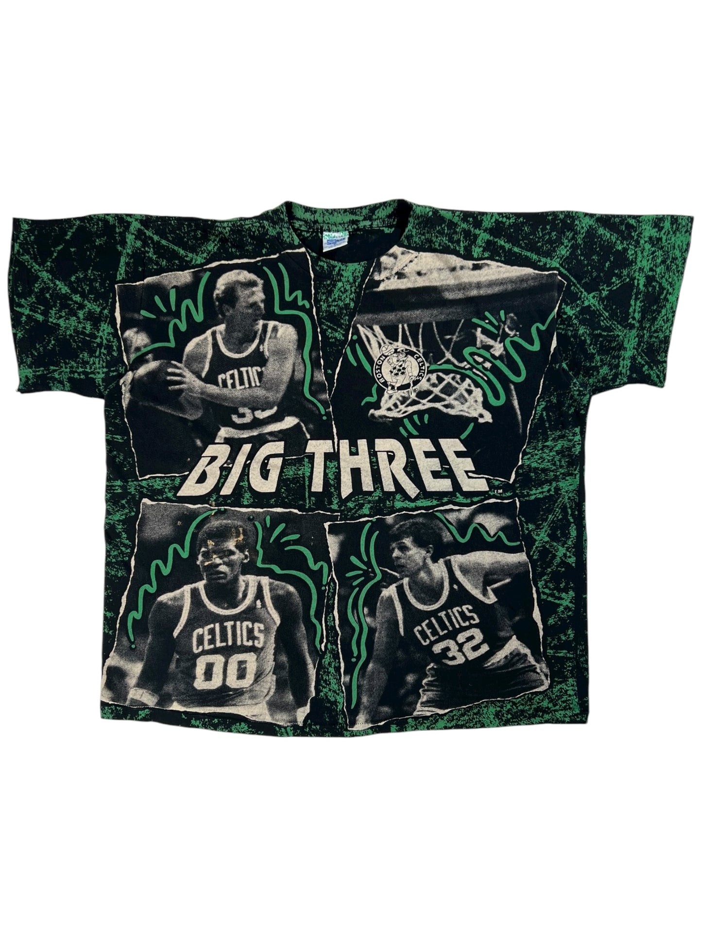 Vintage 90s Salem Sports Boston Celtics Big Three all over print tee (XL)