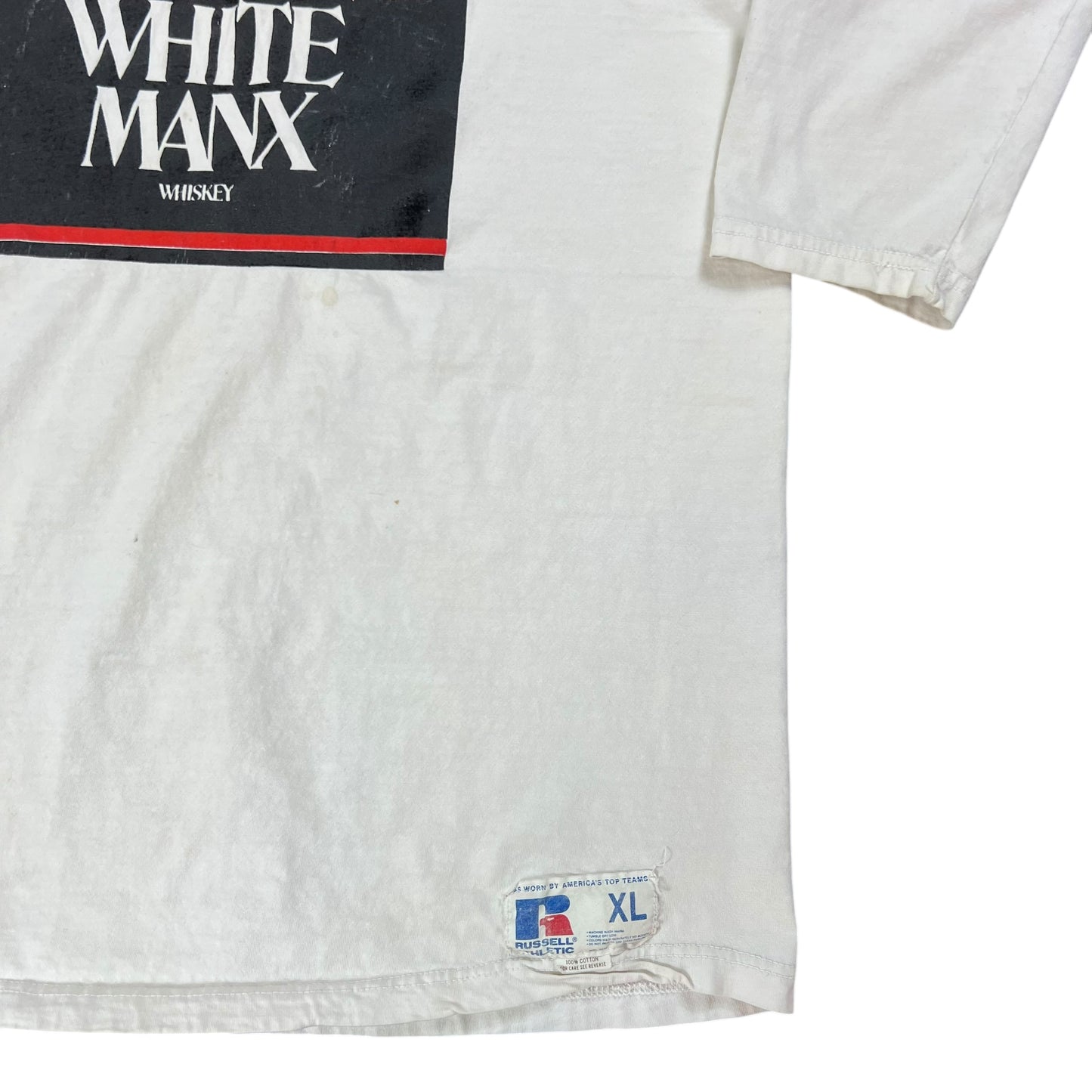Vintage 80s Dorian’s White Manx whiskey raglan tee (L)