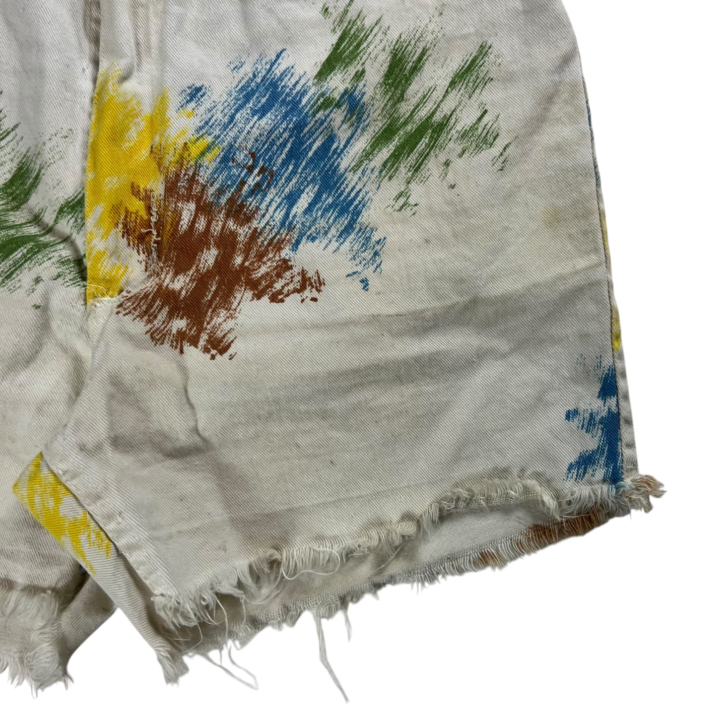 Vintage 1970s Wrangler paint splatter design cutoff denim shorts (32)
