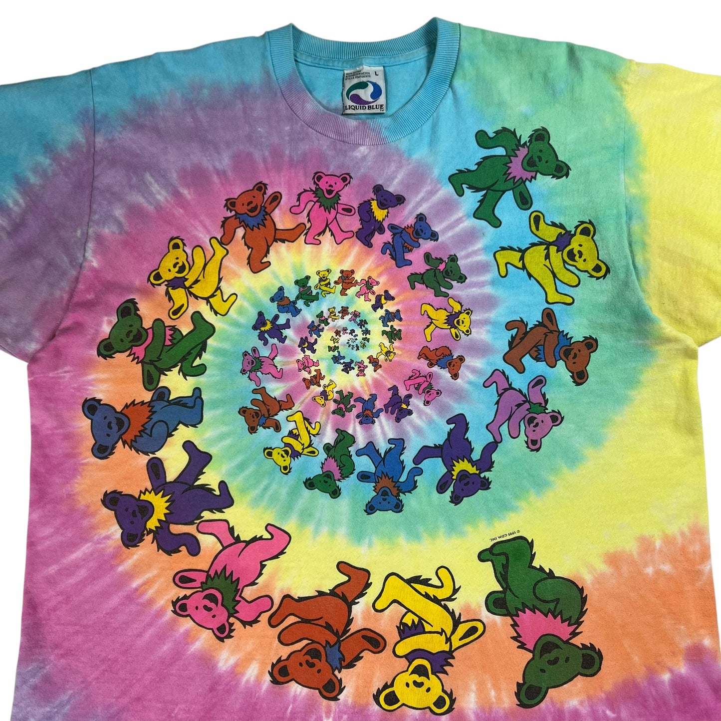 Vintage 1995 Liquid Blue Grateful Dead spiral bears tie dye band tee (L)