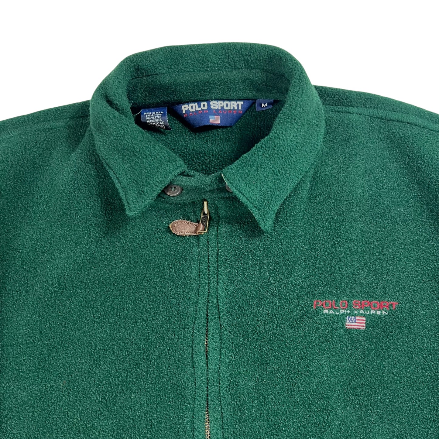 Vintage 90s Polo Sport Ralph Lauren USA green full zip fleece (L)