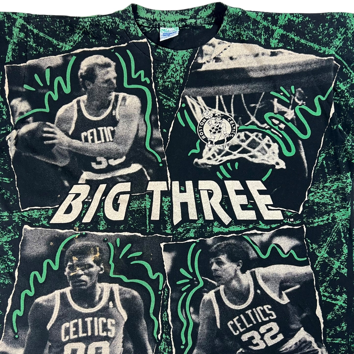 Vintage 90s Salem Sports Boston Celtics Big Three all over print tee (XL)