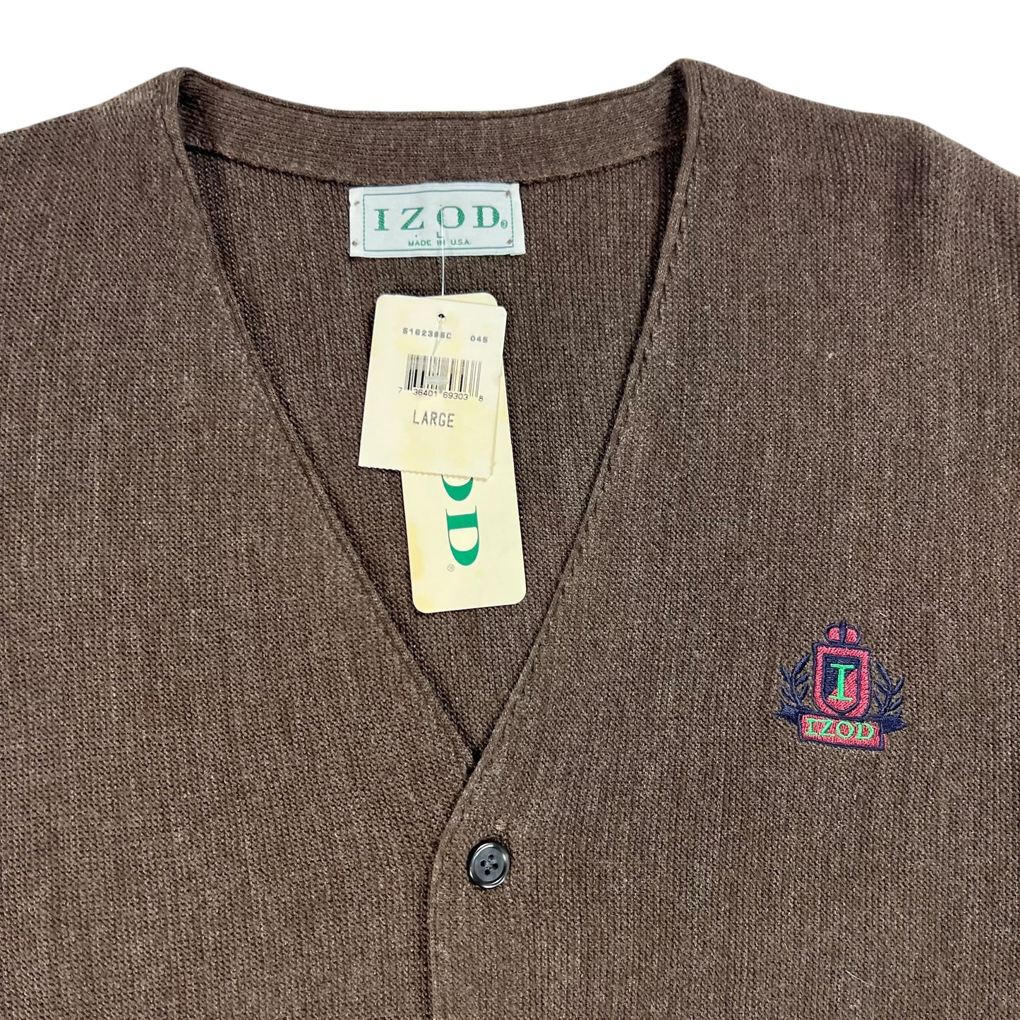 Vintage 80s IZod brown cardigan sweater (L) DS NWT