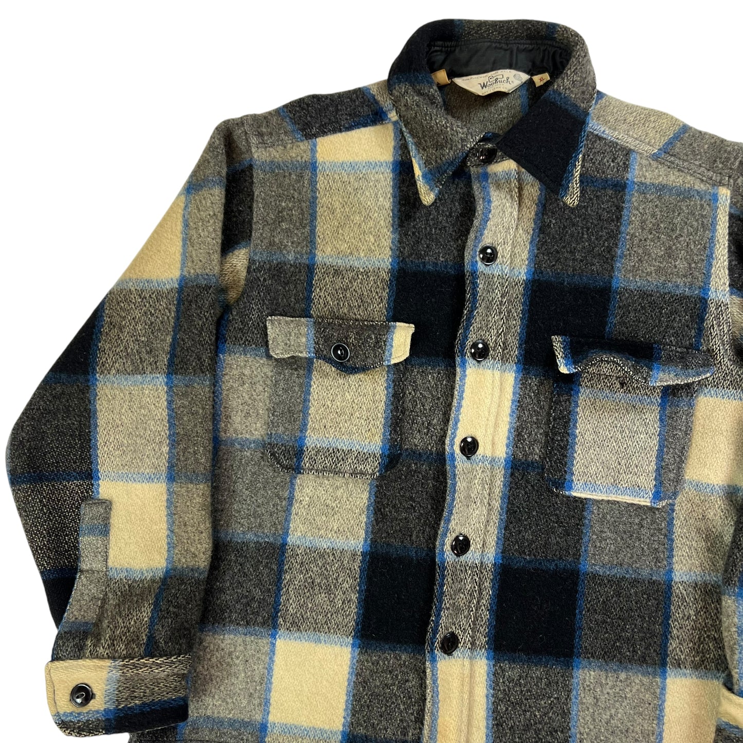 Vintage 1970s Woolrich heavy plaid flannel button up (XL)