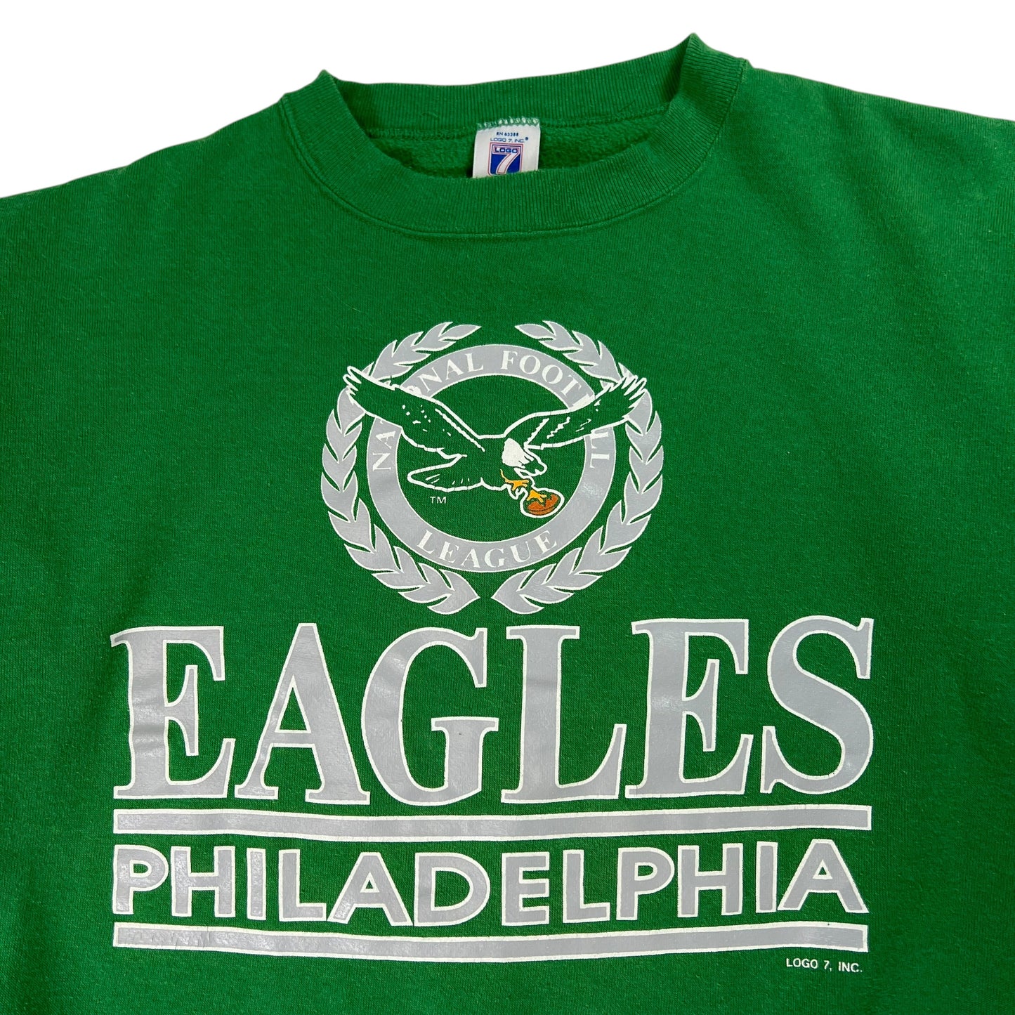Vintage 90s Logo 7 Philadelphia Eagles Kelly Green Crewneck (L)