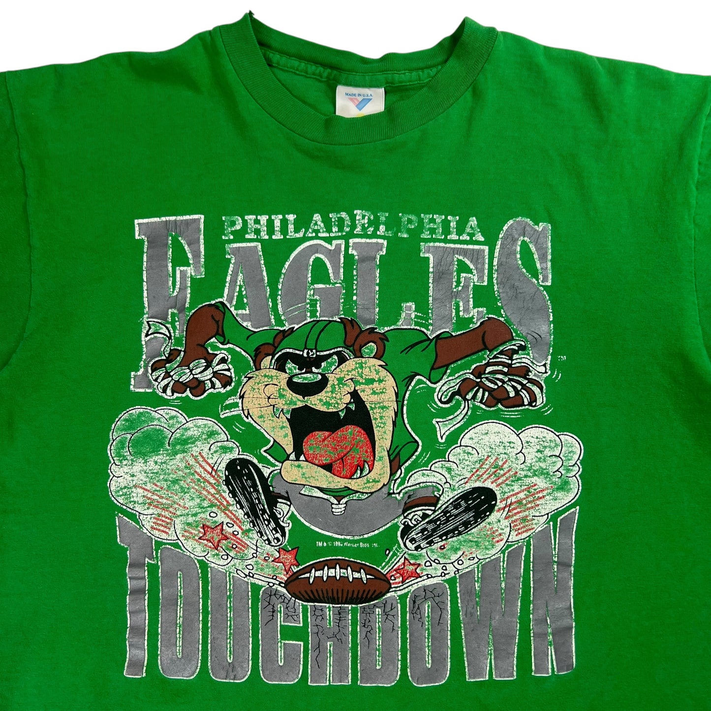 Vintage 90s Philadelphia Eagles Taz Looney Tunes Kelly Green tee (L)