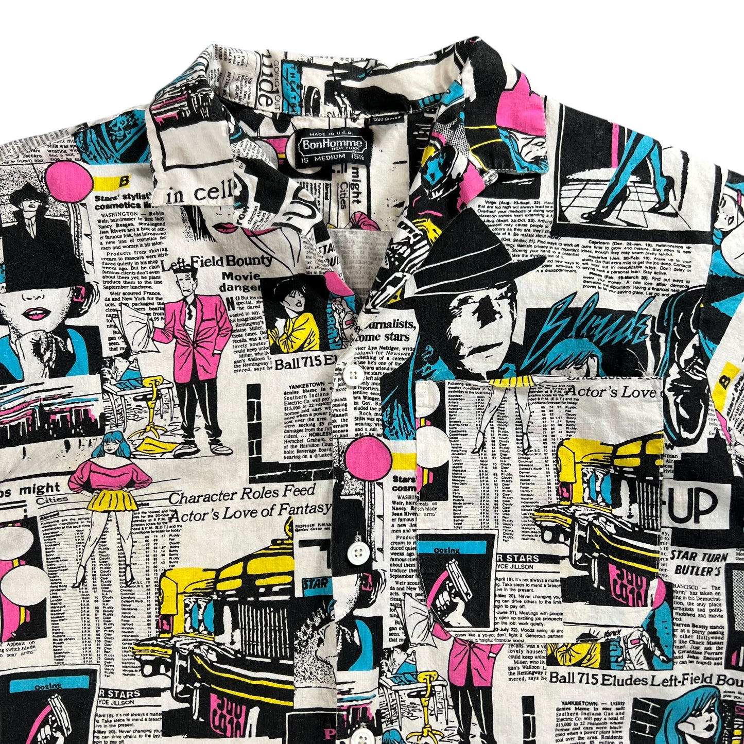 Vintage 80s BonHomme Pop Art loop bar button up shirt (M/L)