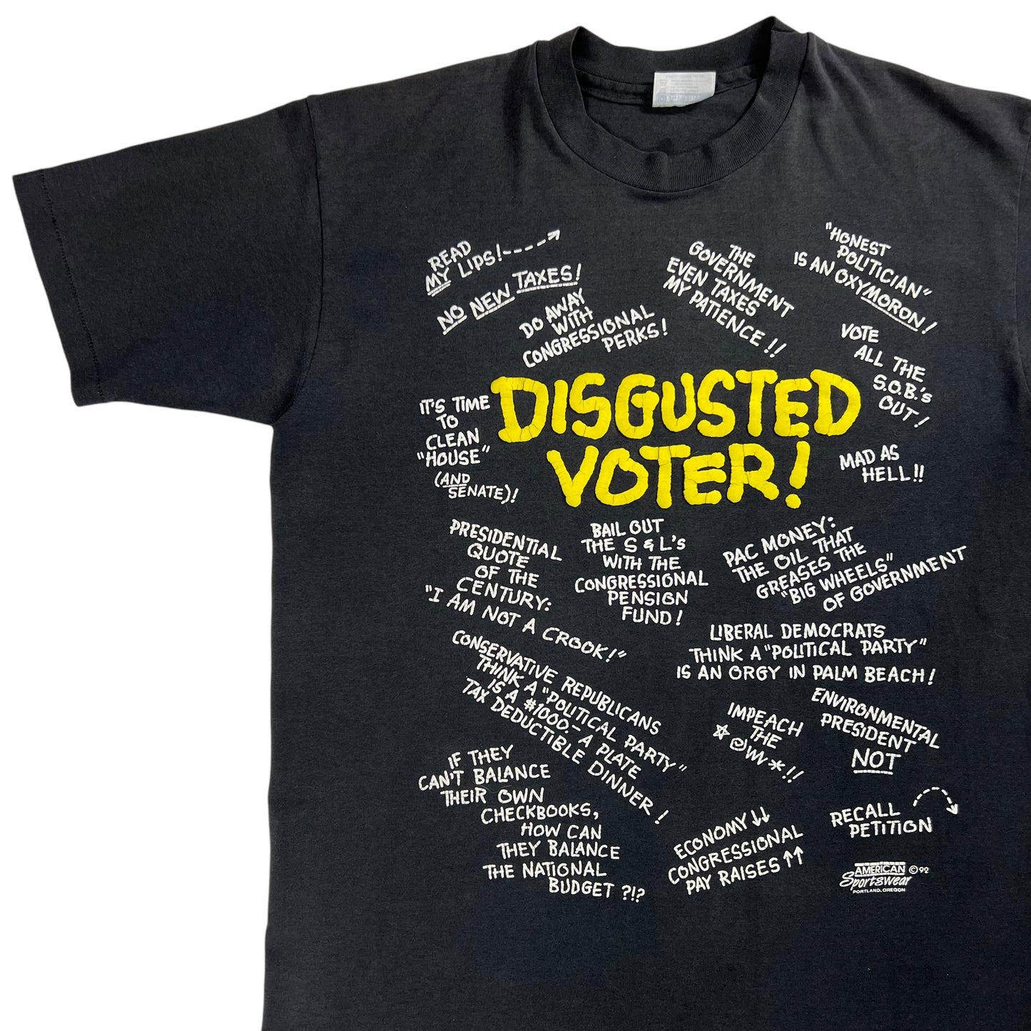 Vintage 1992 Disgusted Voter! Political Protest tee (L)