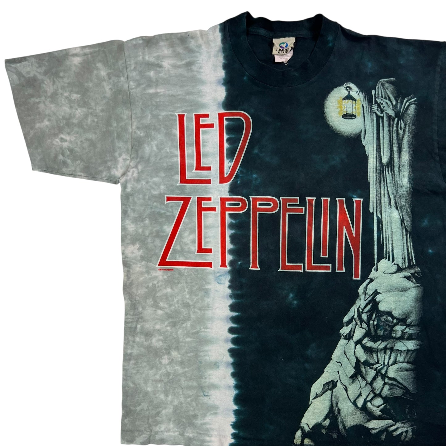 Vintage 90s Liquid Blue Led Zeppelin stairway to heaven tie dye band tee (L)