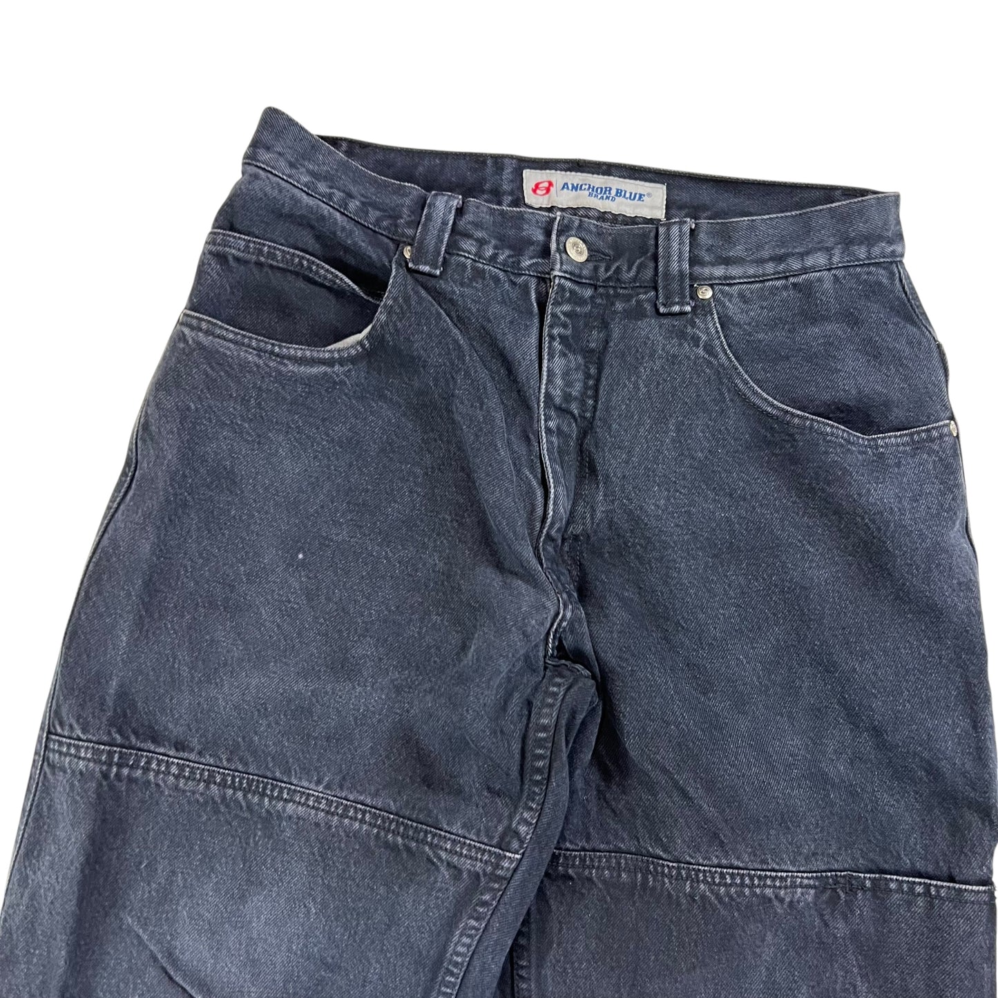 Vintage Y2K Anchor Blue double knee baggy black denim jeans (32x31)