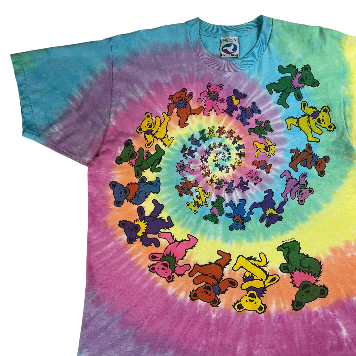 Vintage 1995 Liquid Blue Grateful Dead spiral bears tie dye band tee (L)