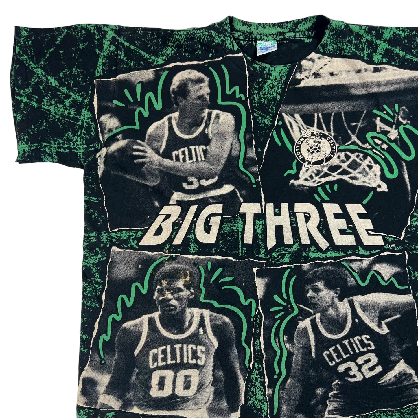 Vintage 90s Salem Sports Boston Celtics Big Three all over print tee (XL)