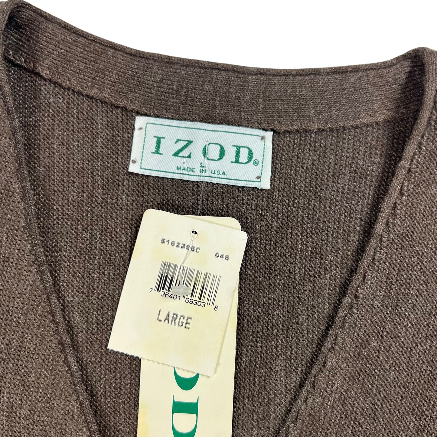 Vintage 80s IZod brown cardigan sweater (L) DS NWT