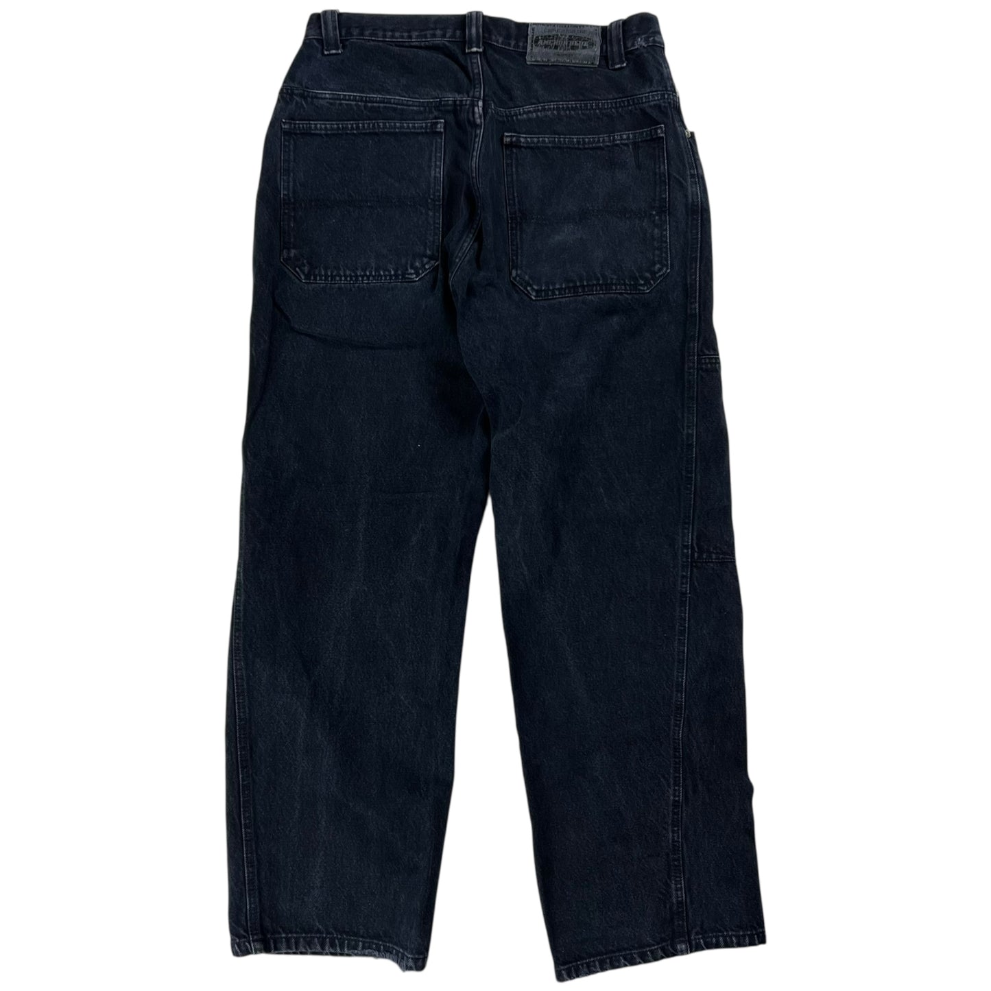 Vintage Y2K Anchor Blue double knee baggy black denim jeans (32x31)