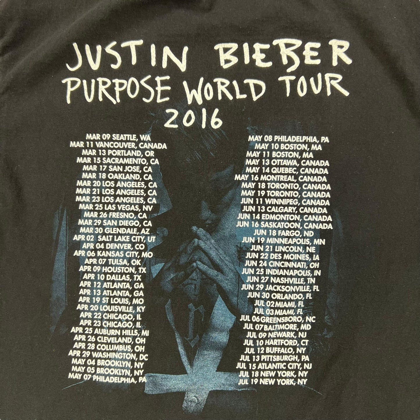2016 Justin Bieber Purpose World Tour tee (L)